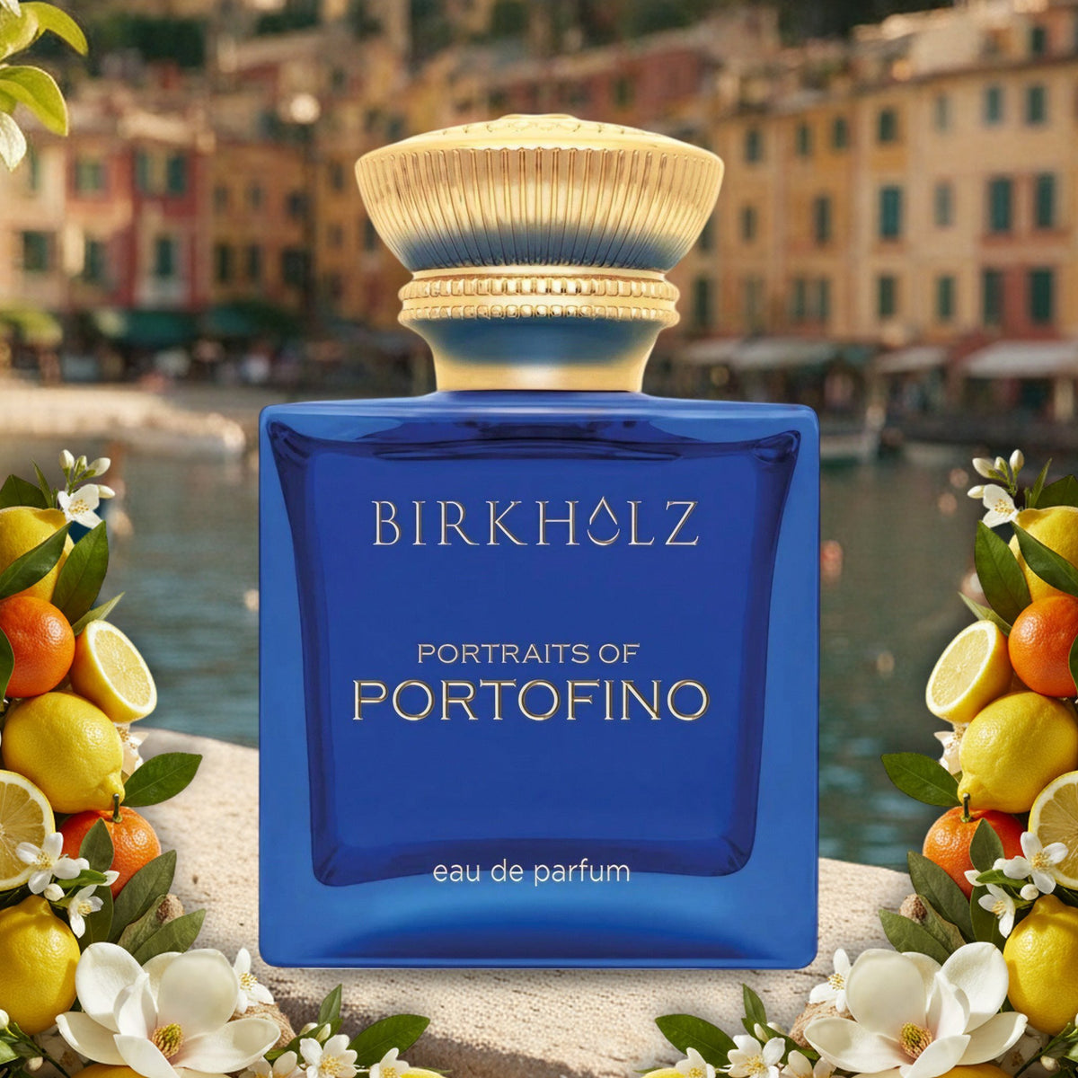 Portraits of Portofino von Birkholz am Hafen von Portofino im Sommer mit Zitronen, Mandarinen, Magnolien und Jasmin