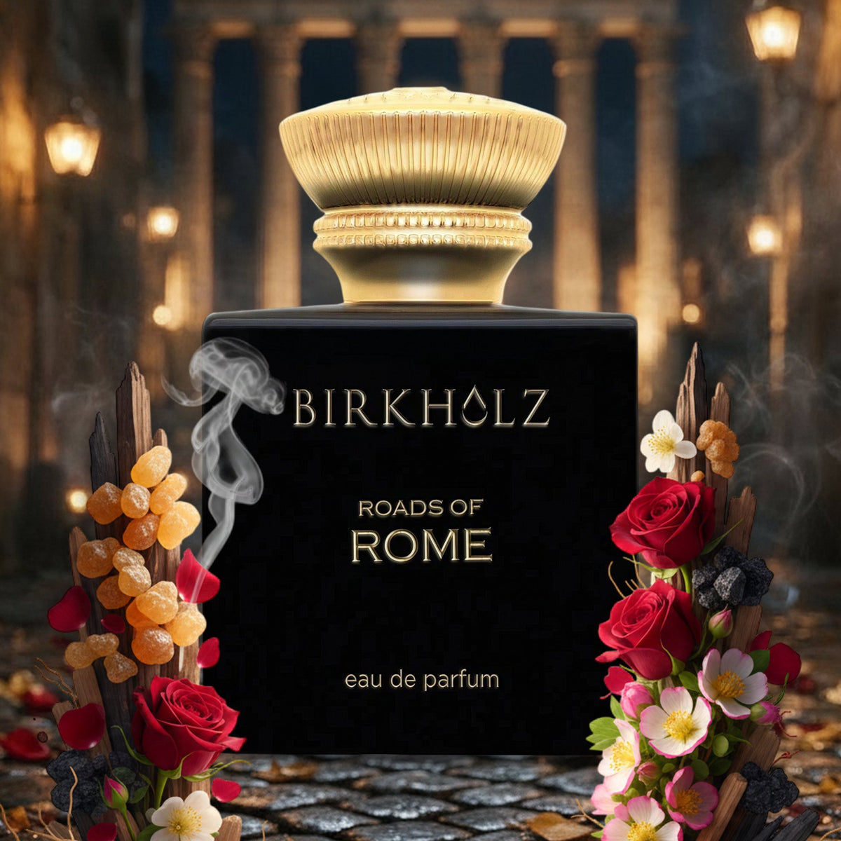 Roads of Rome von Birkholz in einer römischen Gasse vor einem antiken Tempel in einer Herbstnacht, mit Weihrauch und Rosen