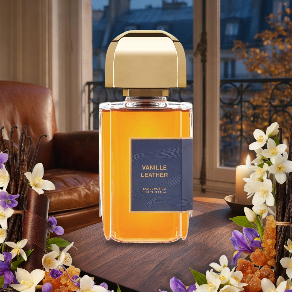 Vanille Leather von BDK Parfums in einem Pariser Salon am Herbstabend, mit Vanilleschoten, Leder, Veilchen und Jasmin