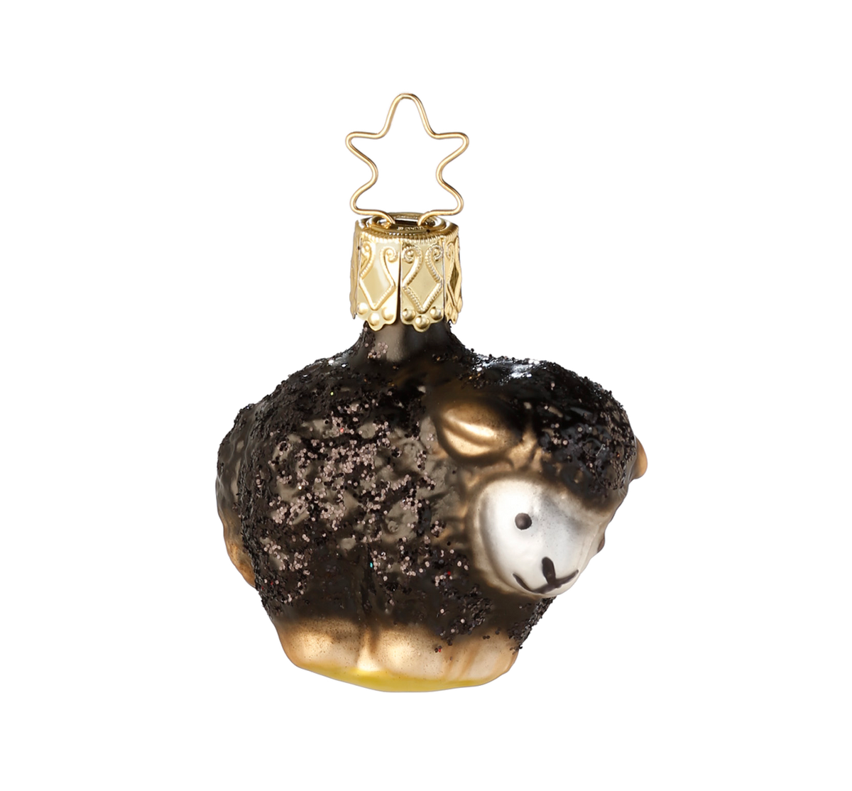 Inge Glas Christbaumschmuck kleines schwarzes Glitzer-Schaf, 4,5 cm