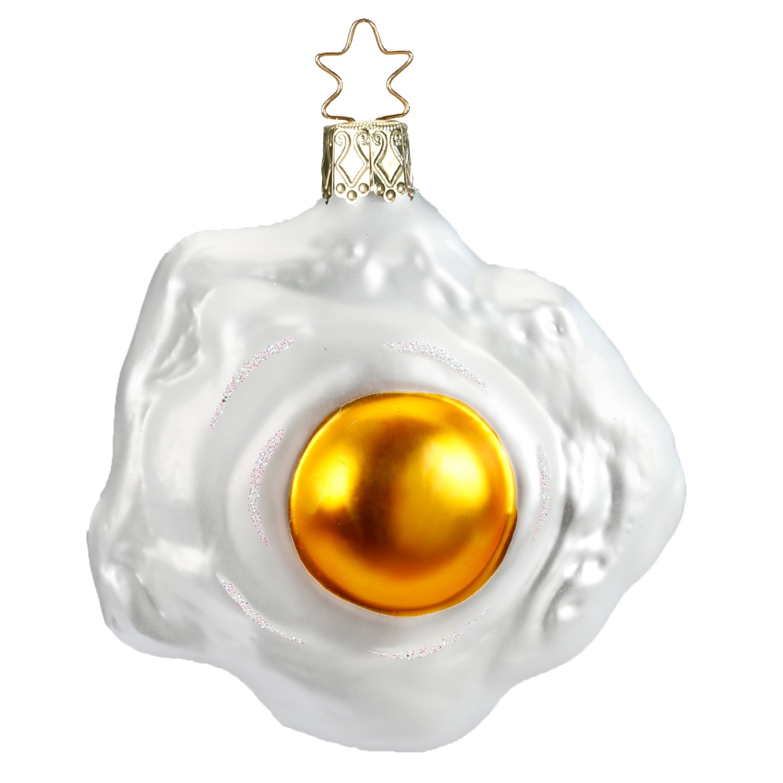 Glaskugel Hänger Spiegelei weiß gold 8,0cm 10125S018 Inge Glas