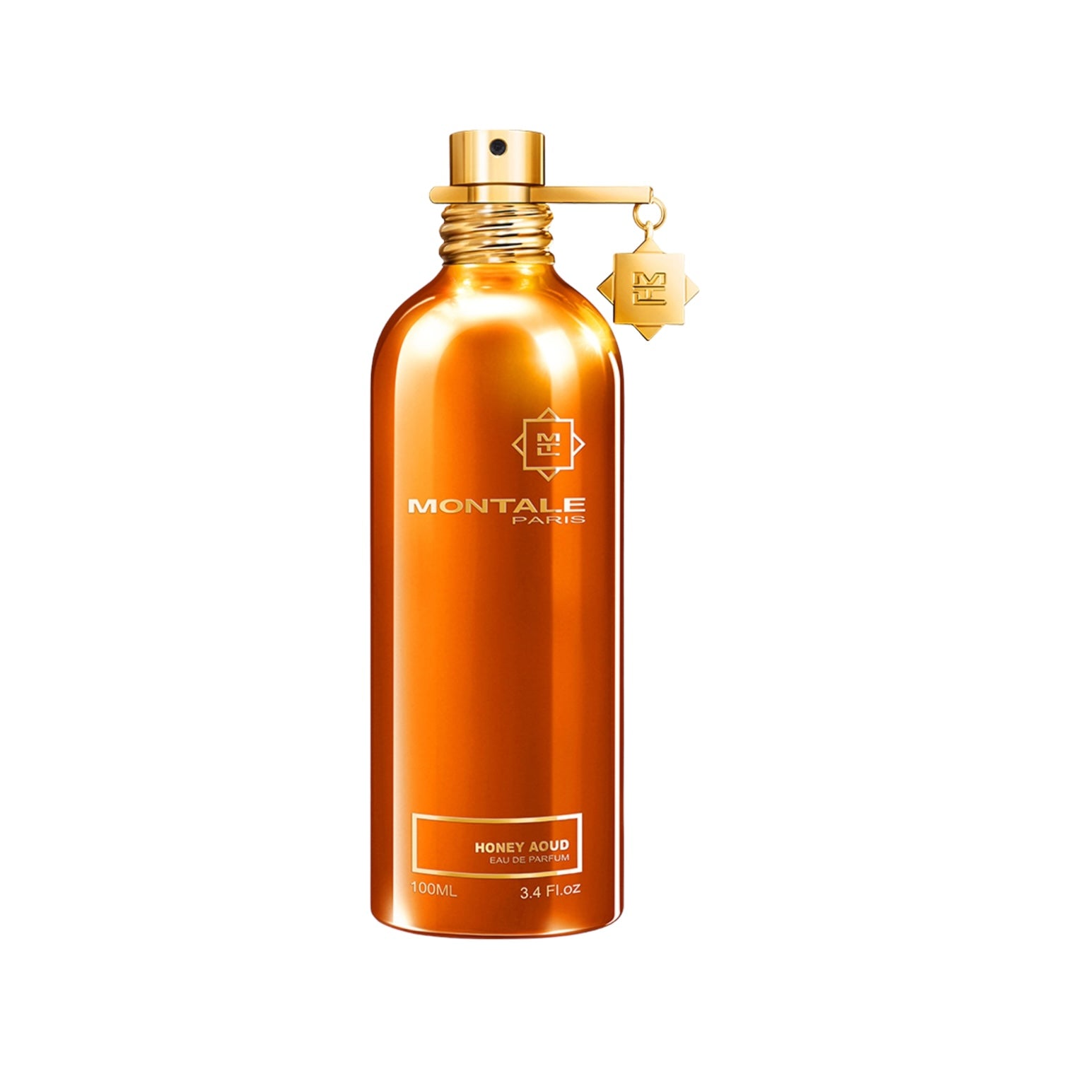 Honey Aoud von Montale – orientalischer Unisexduft mit Honig, Patchouli, Zimt, Aoud und Vanille. 100 ml Flakon in glänzendem Orange. Jetzt bei 4D OUTFITTERS.