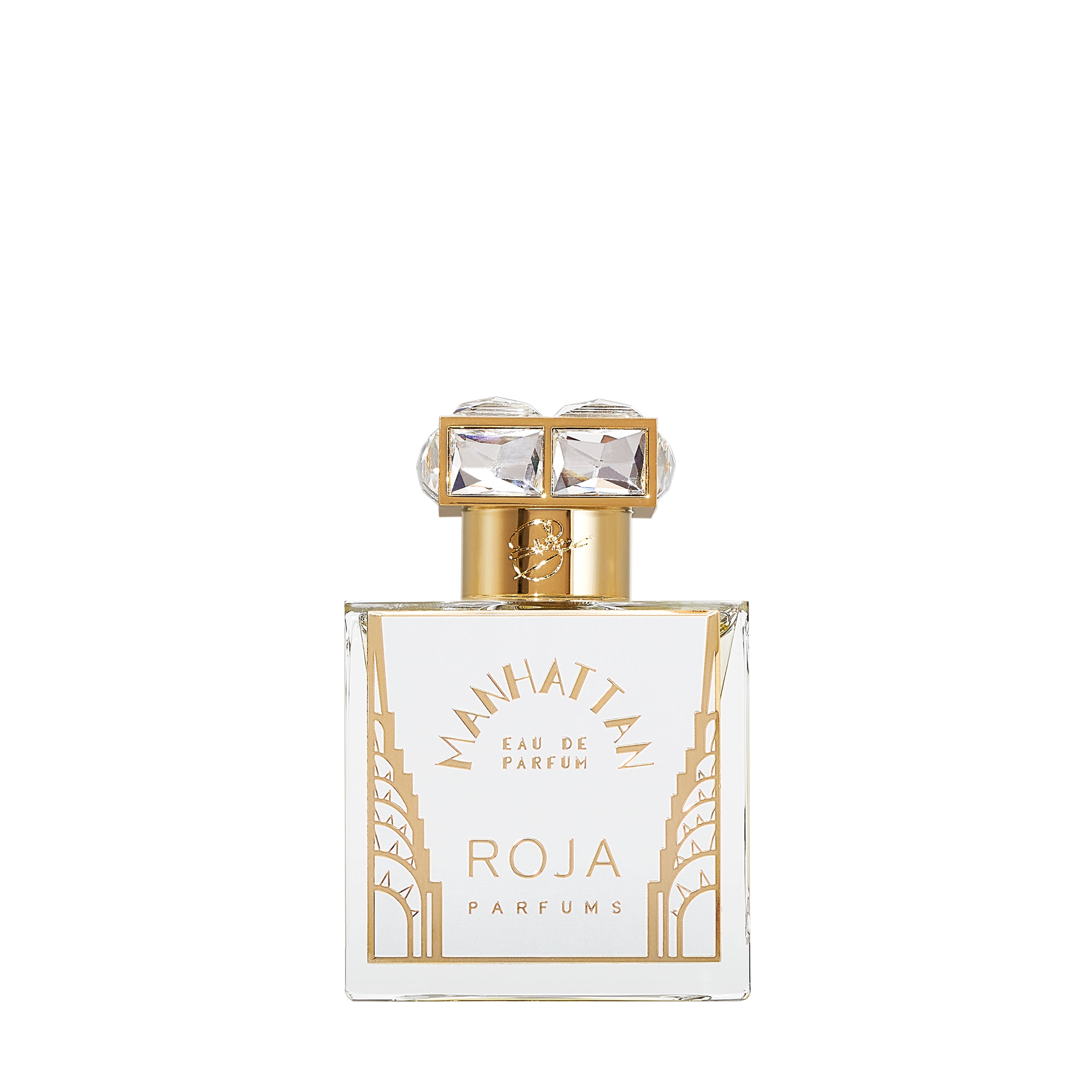 Roja Parfums Manhattan Eau de Parfum 100ml – eleganter Flakon mit goldenen Akzenten, inspiriert vom Flair New Yorks. Jetzt bei 4D OUTFITTERS erhältlich. 5056002603935