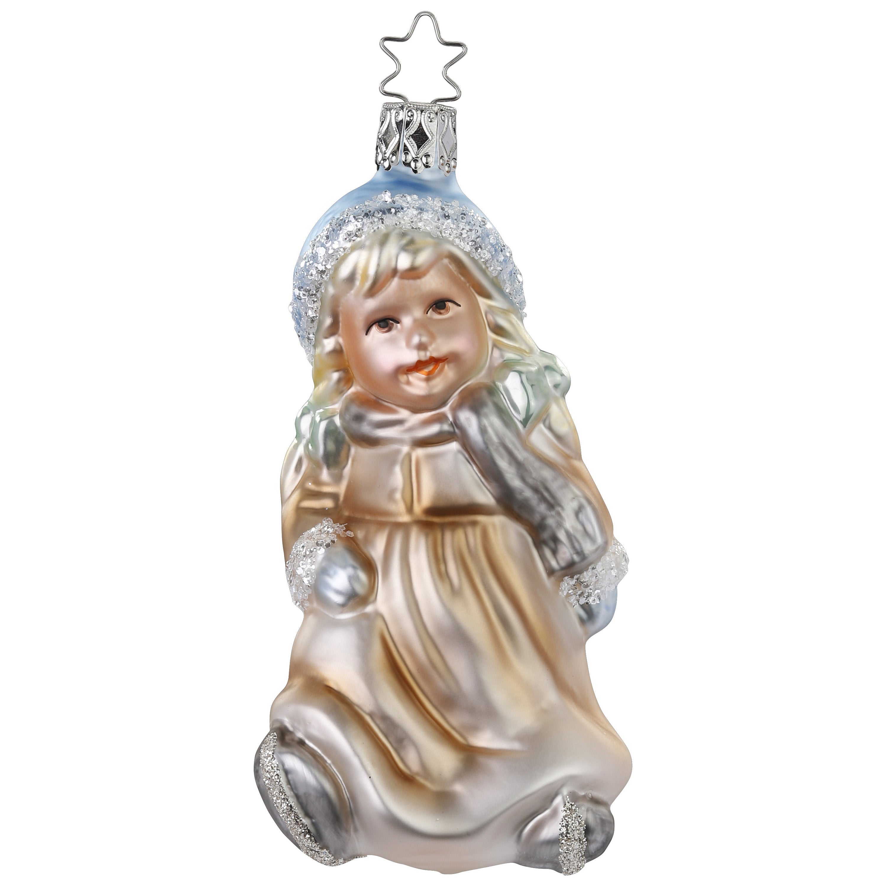 Glass ball pendant skates on the ice, 11.5cm