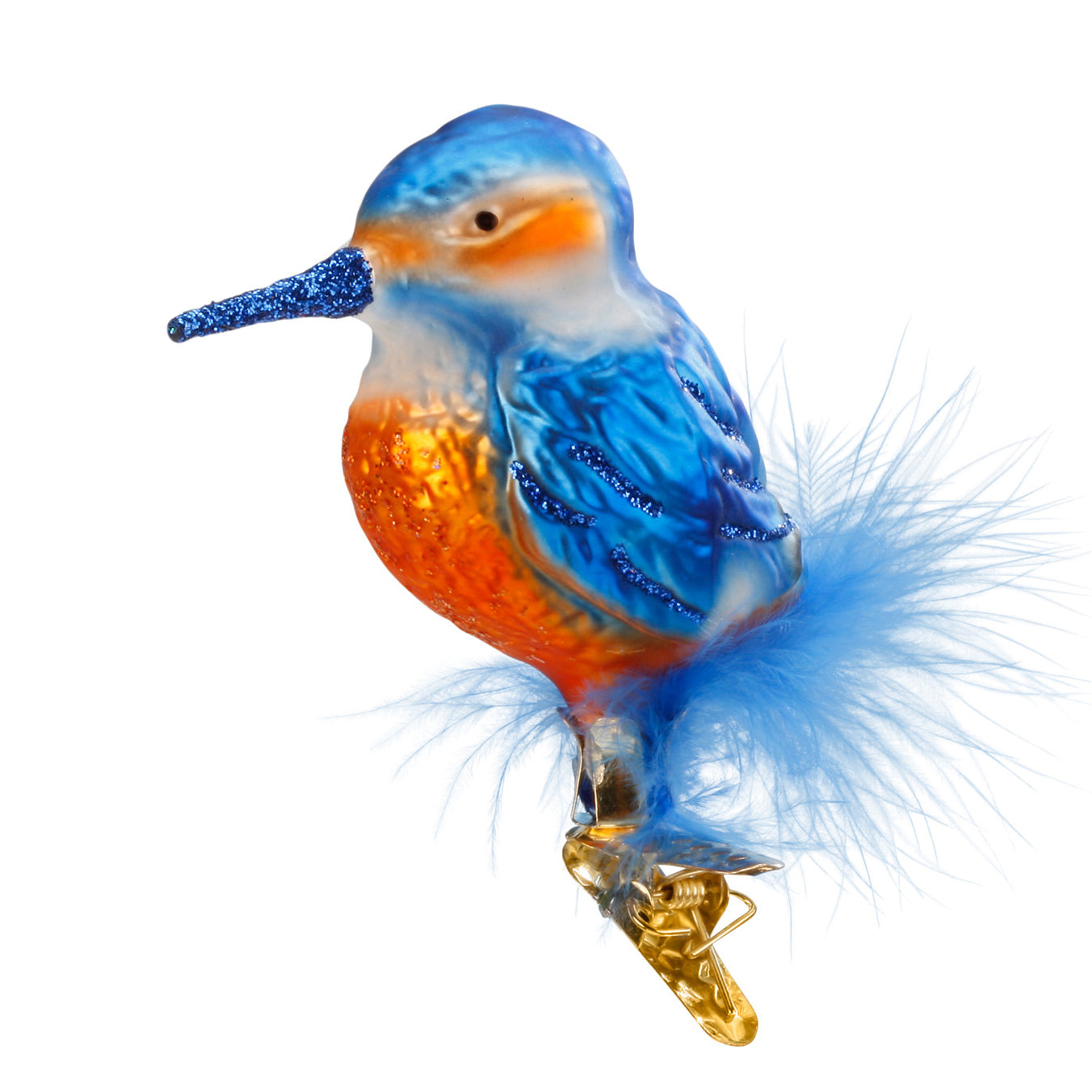 Clip Glaskugel Eisvogel blau 10024S014 7cm