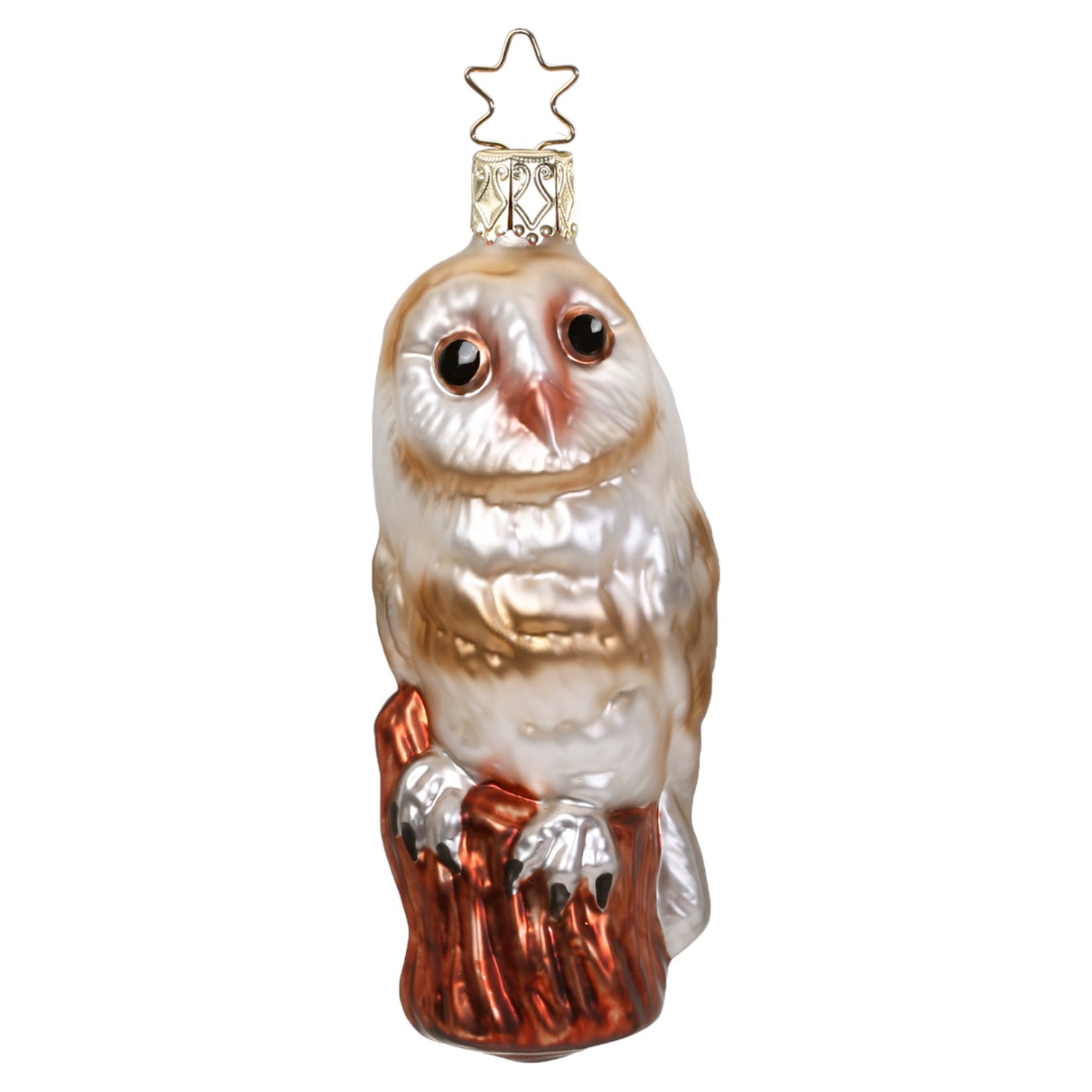 Glaskugel Anhänger Schleiereule, 9.5 cm 10030S019 von Inge Glas