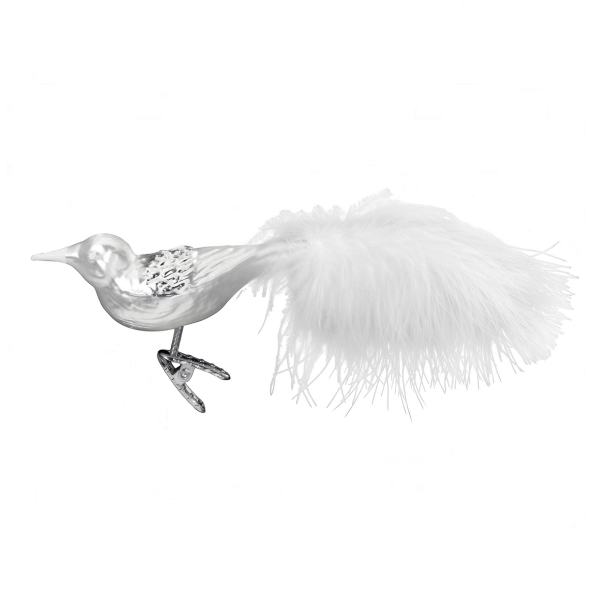 Clip Vogel weiß matt, 11 cm 10045S016 Inge Glas