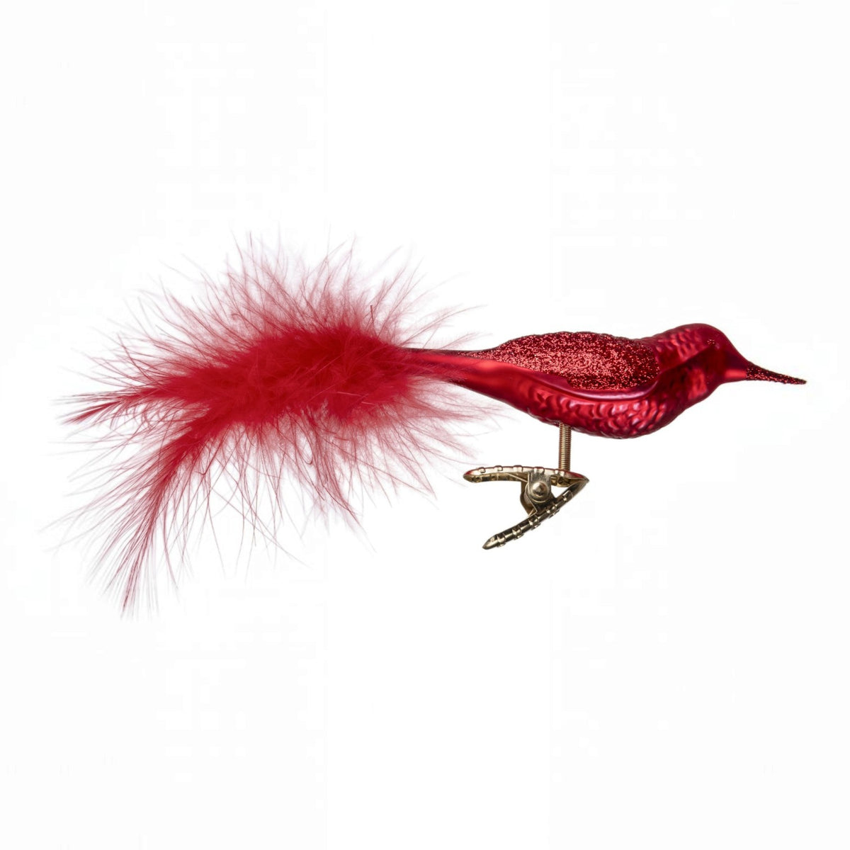 Clip Vögelchen rot matt, 10 cm 10045S026 Inge Glas