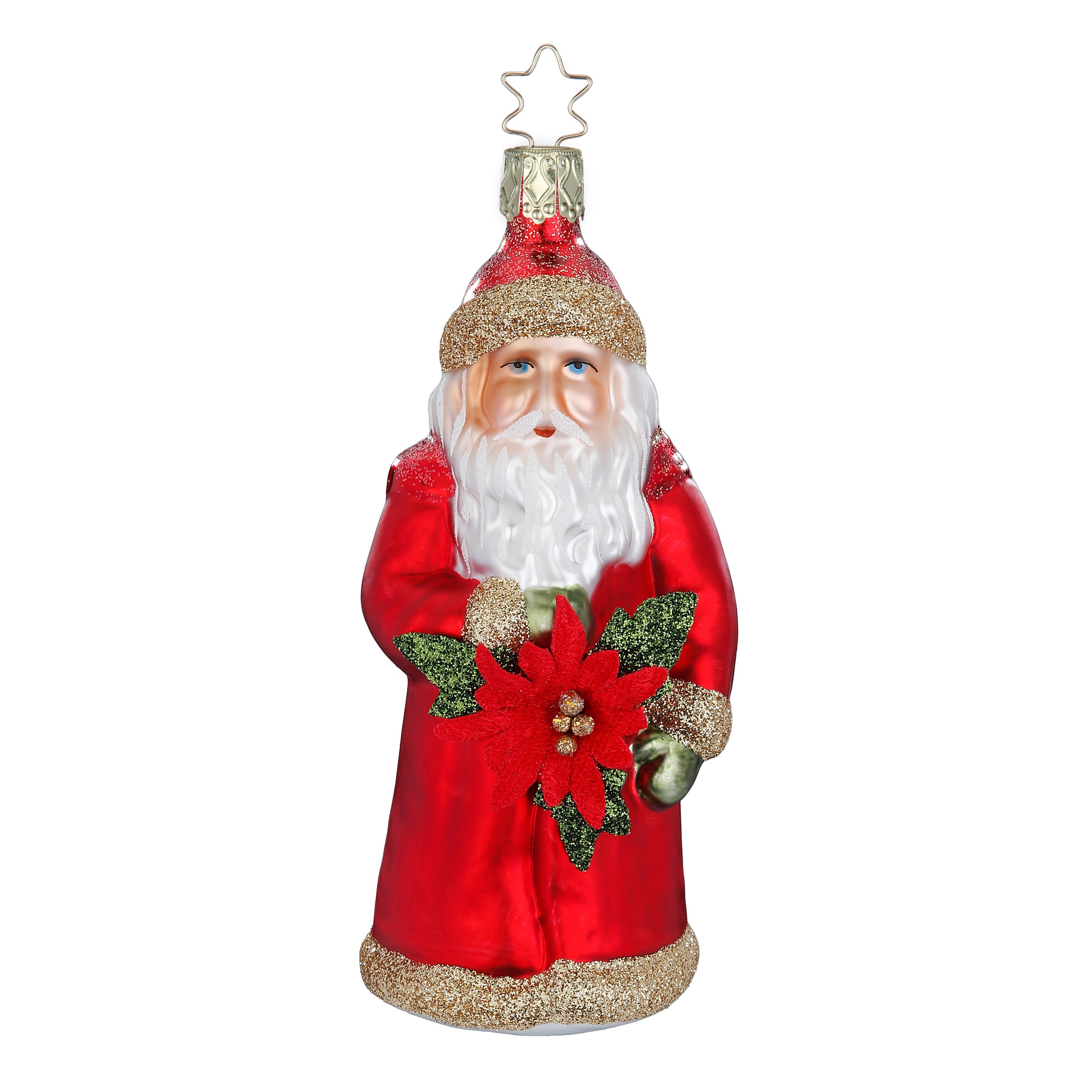 Glaskugel Anhänger Festlicher Nikolaus, 13 cm 10047S024 Inge Glas