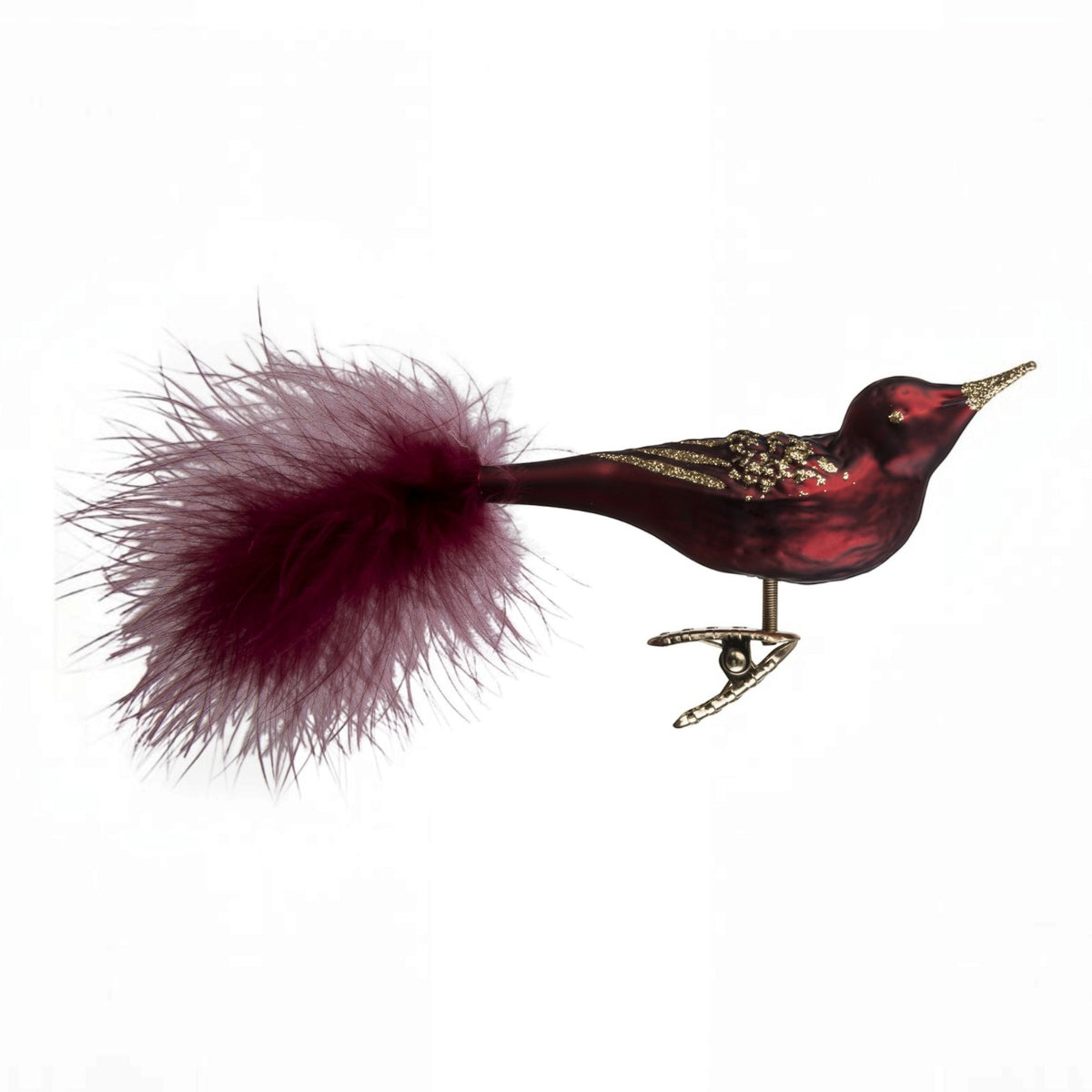 Clip Vogel bordeaux matt, 11 cm 10048S026 Inge Glas