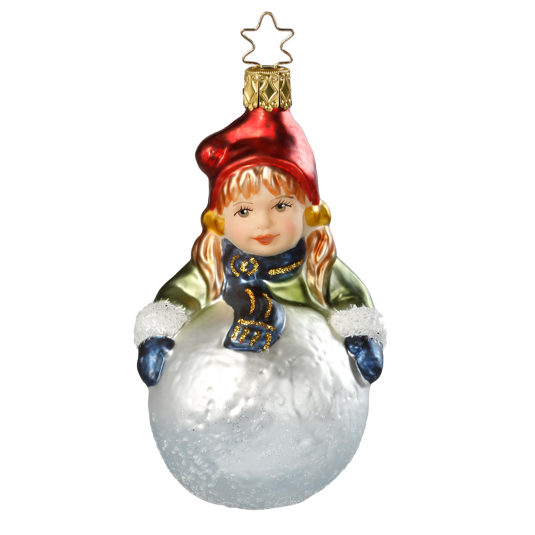 Glass ball pendant Playing in the snow, 11.5cm