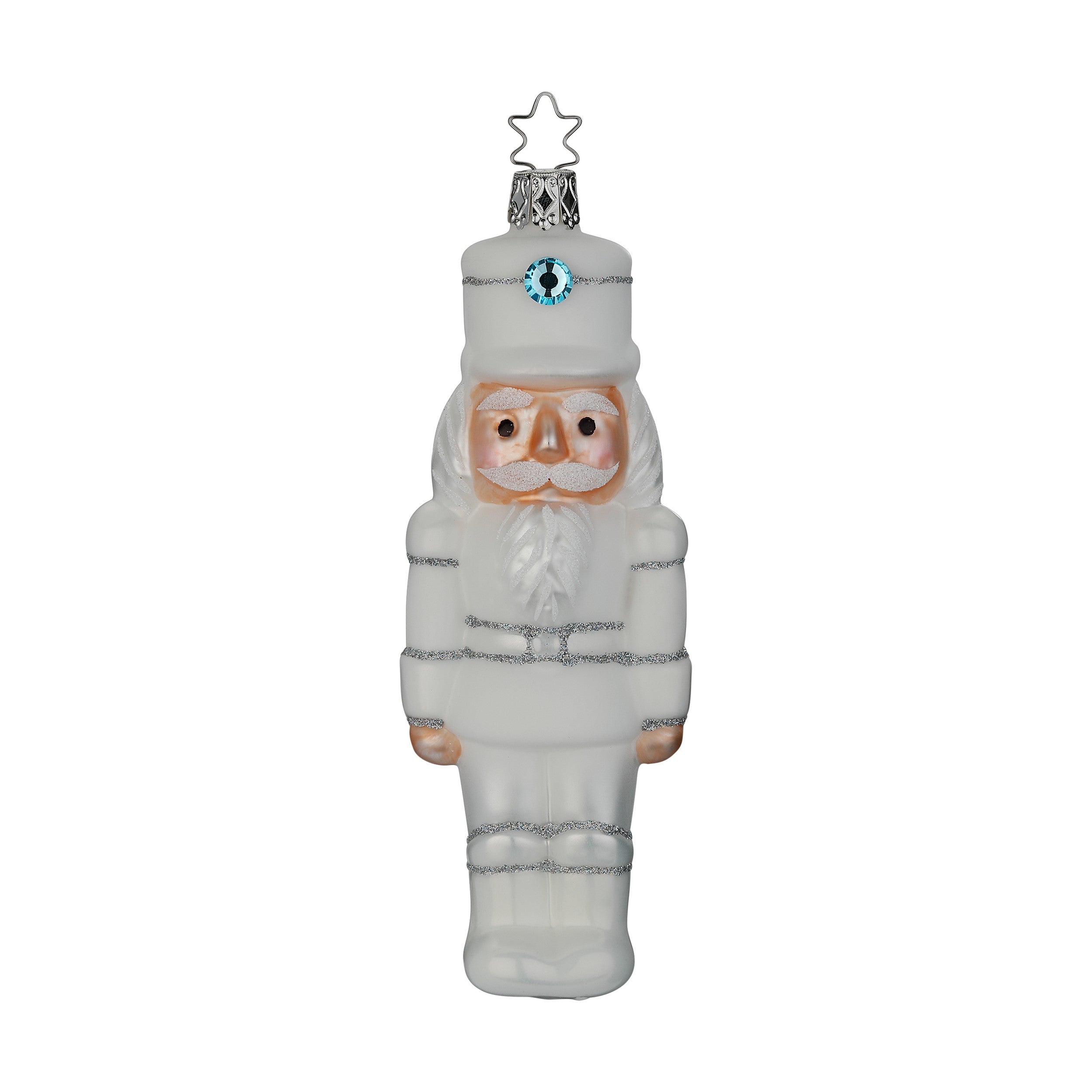 Glaskugel Anhänger Nussknacker, weiß, 15 cm 10057S025 INge Glas