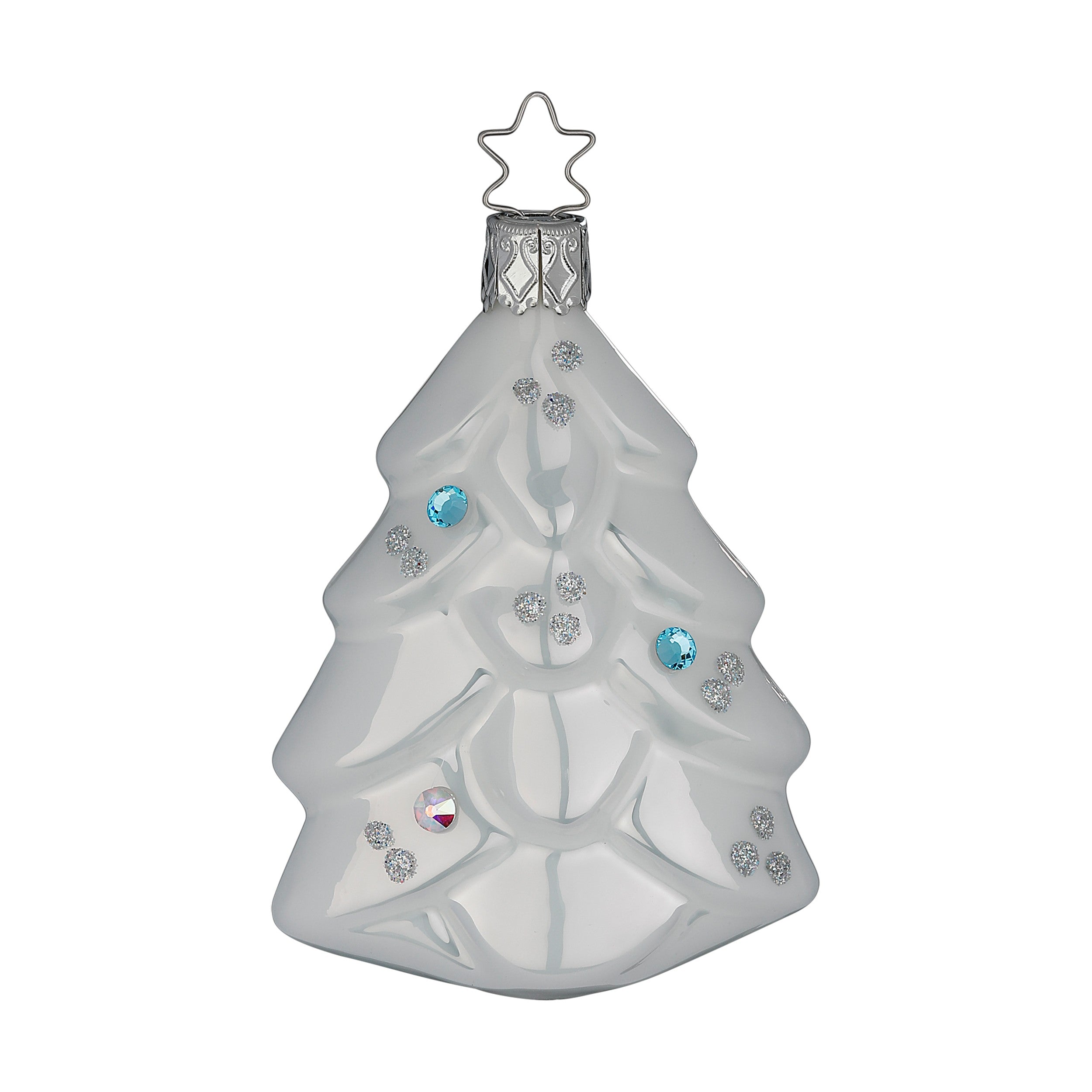 Glaskugel Anhänger Eisiger Baum weiß, 8.5 cm 10058S025 Inge Glas