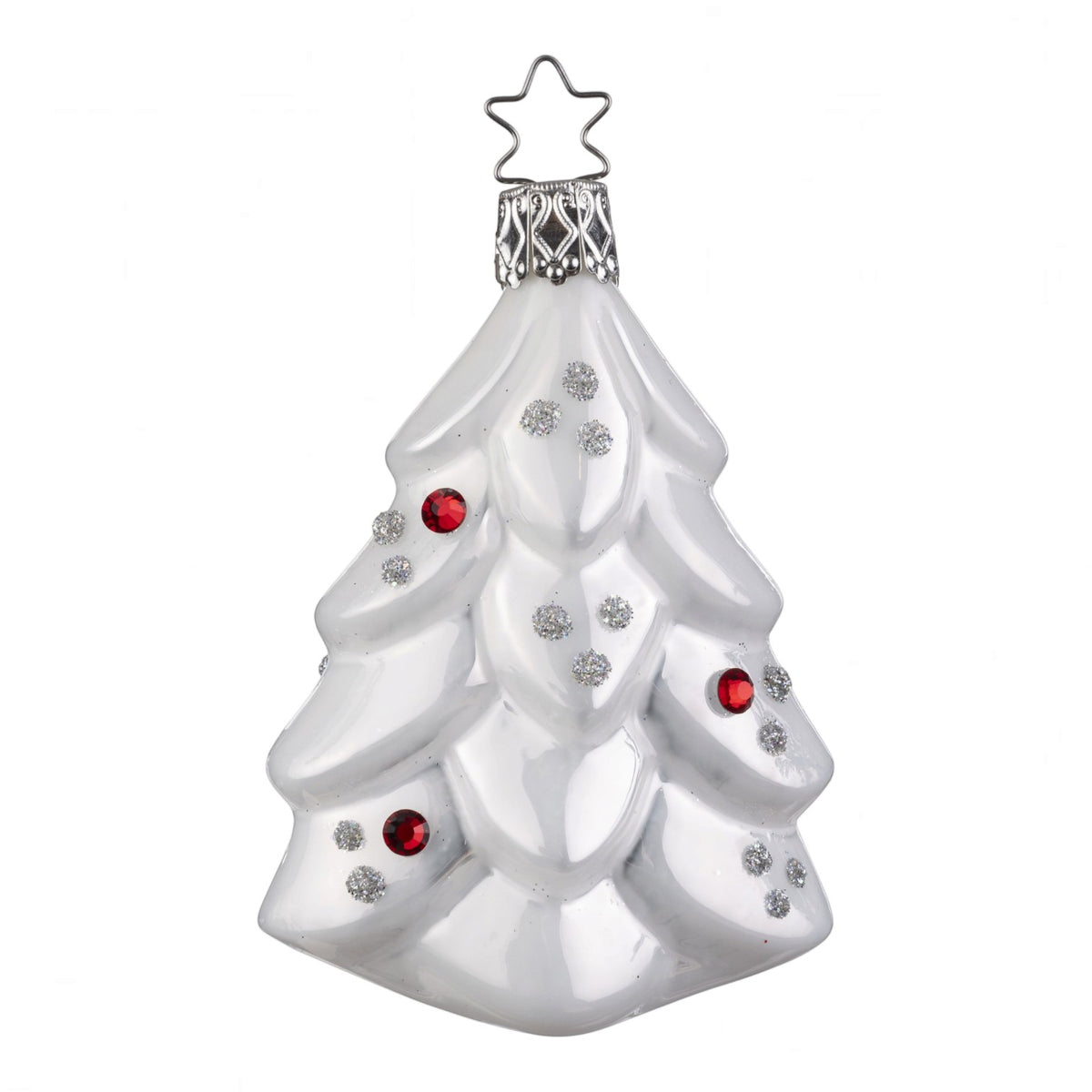 Glaskugel Anhänger Frostiger Weihnachtsbaum, 8.5 cm 10064S026 Inge Glas