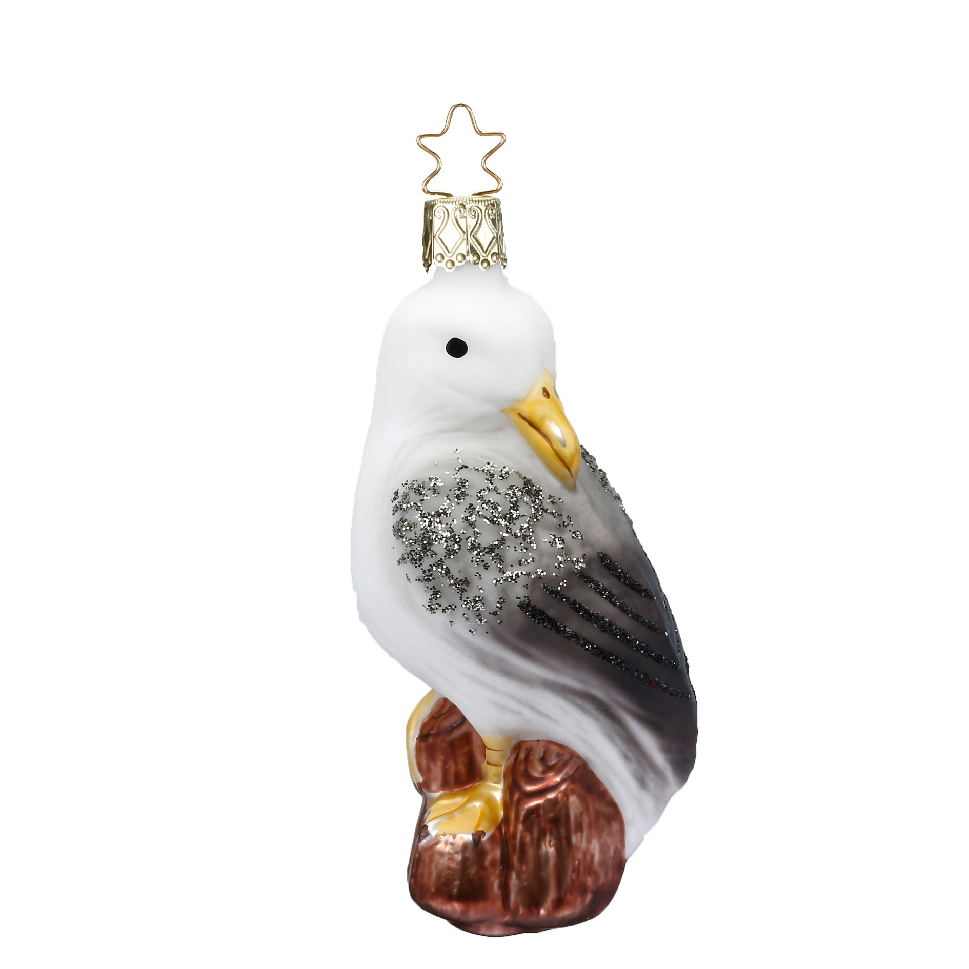 Glaskugel Anhänger Möwe weiß grau, 10 cm 10072S018 Inge Glas