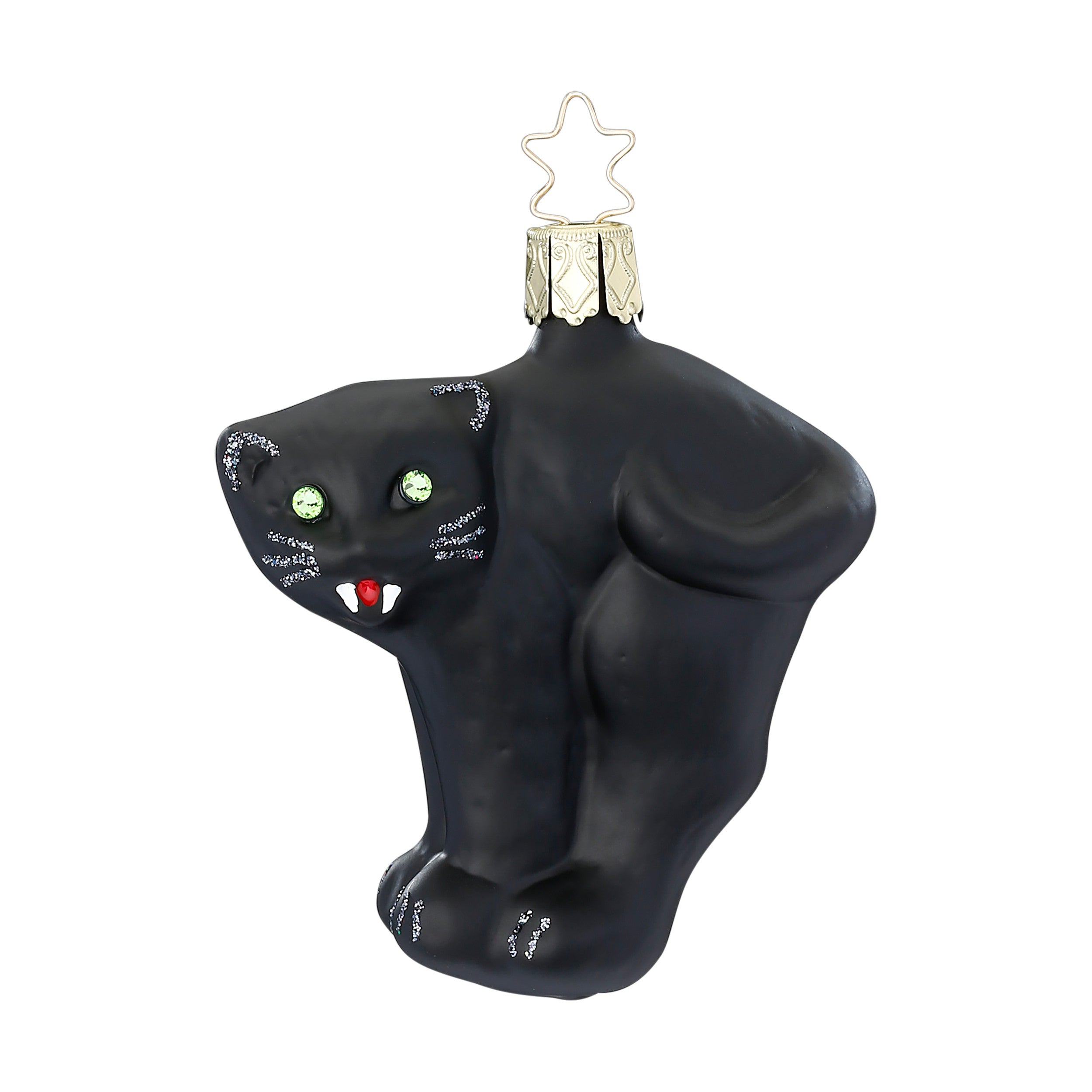 Glaskugel Anhänger Schwarze Katze, 8 cm 10072S025 Inge Glas