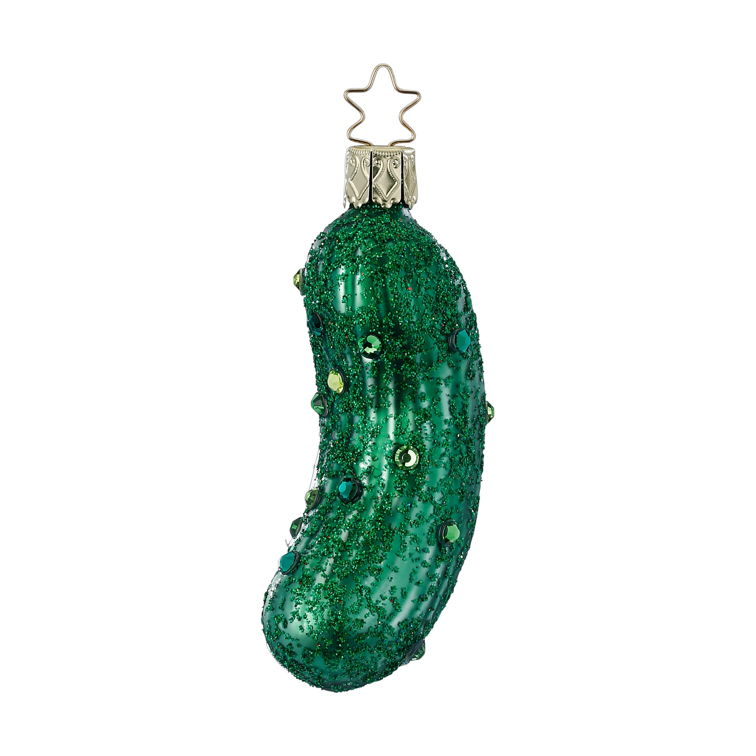 Glaskugel Anhänger Prachtvolle Gurke grün, 9 cm 10073S025 Inge Glas