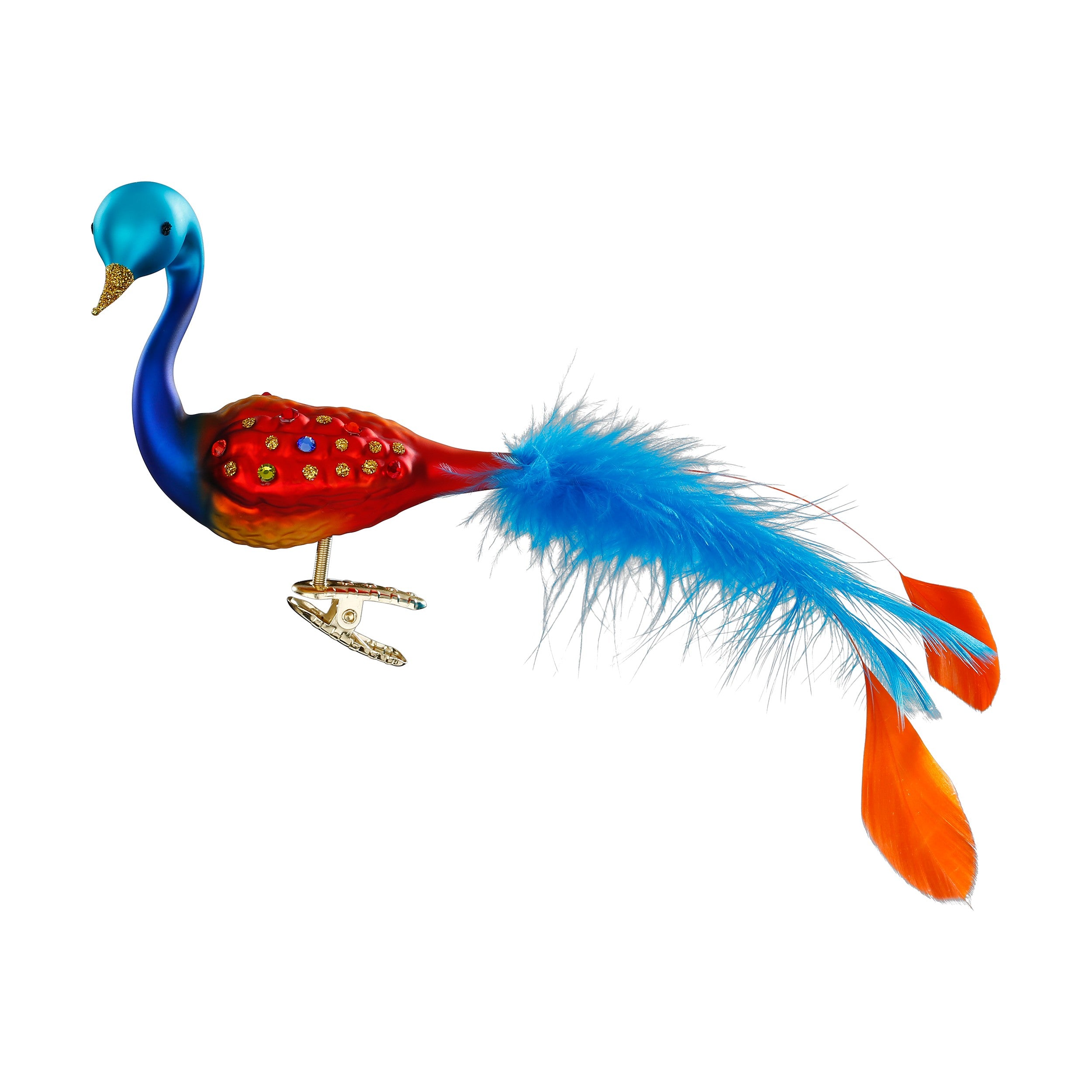Clip Vogel Prunkvolles Gefieder blau rot, 9 cm 10076S025 Inge Glas