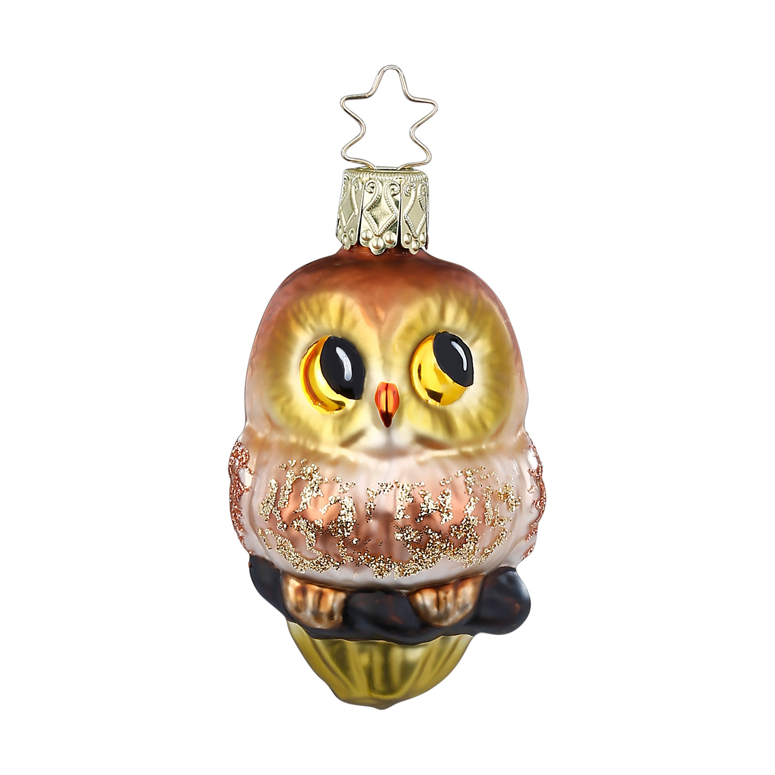Glaskugel Anhänger Fröhliche Waldeule, 7 cm 10078S025 Inge Glas