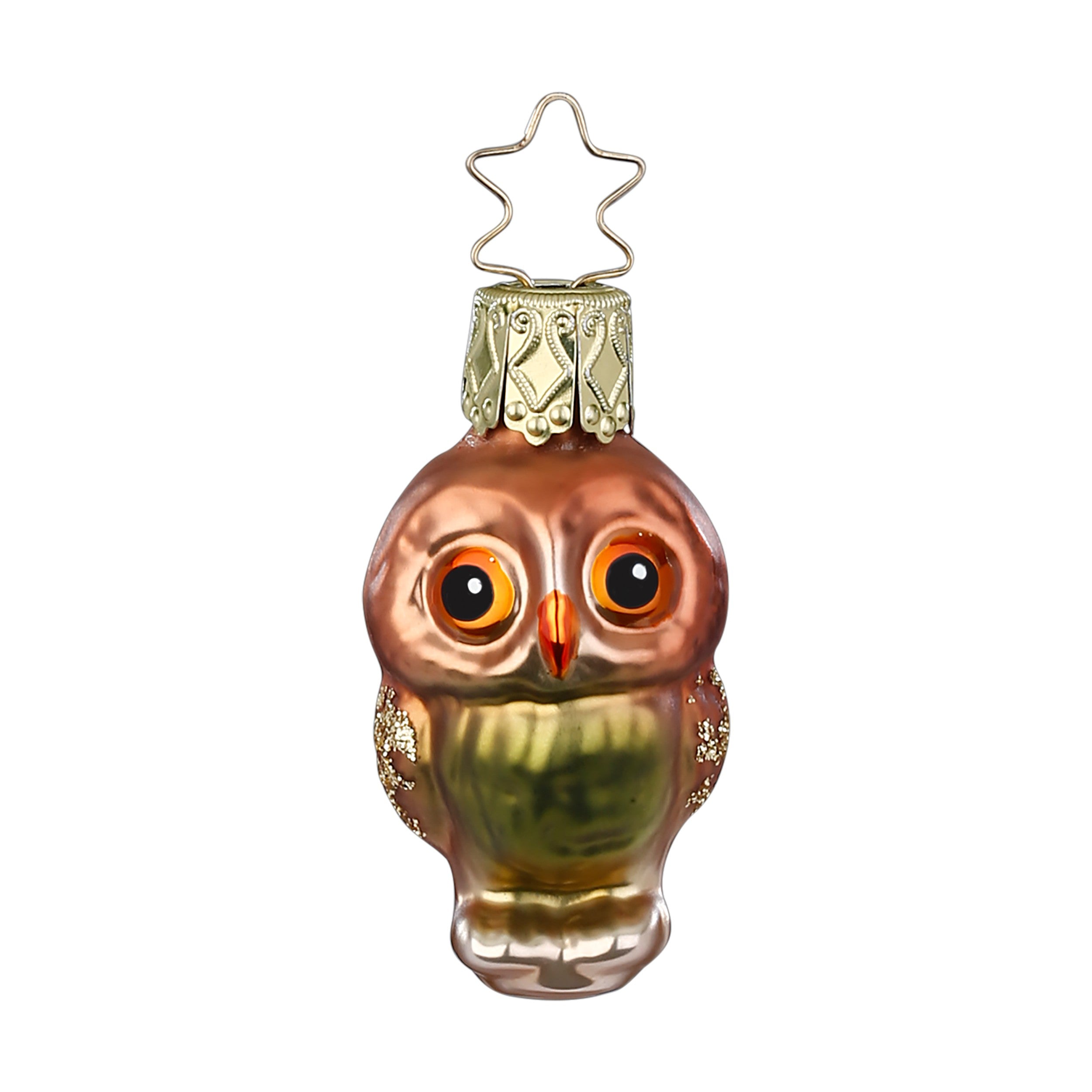 Glaskugel Anhänger Kleine Eule braun, 5 cm 10079S025 Inge Glas