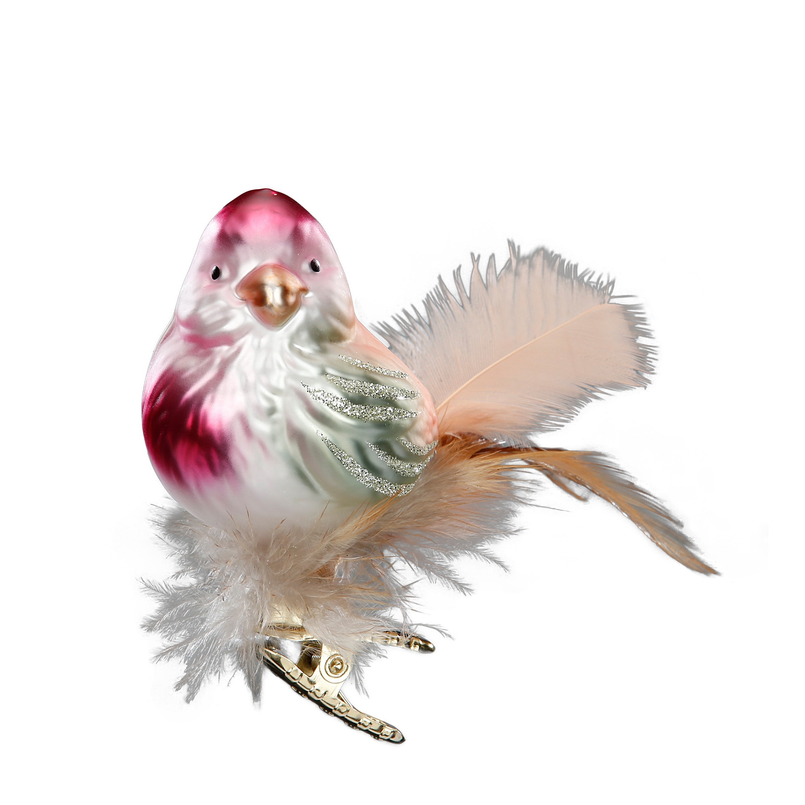 Clip Vogel Sanfte Federn pink, 7 cm 10081S024 Inge Glas