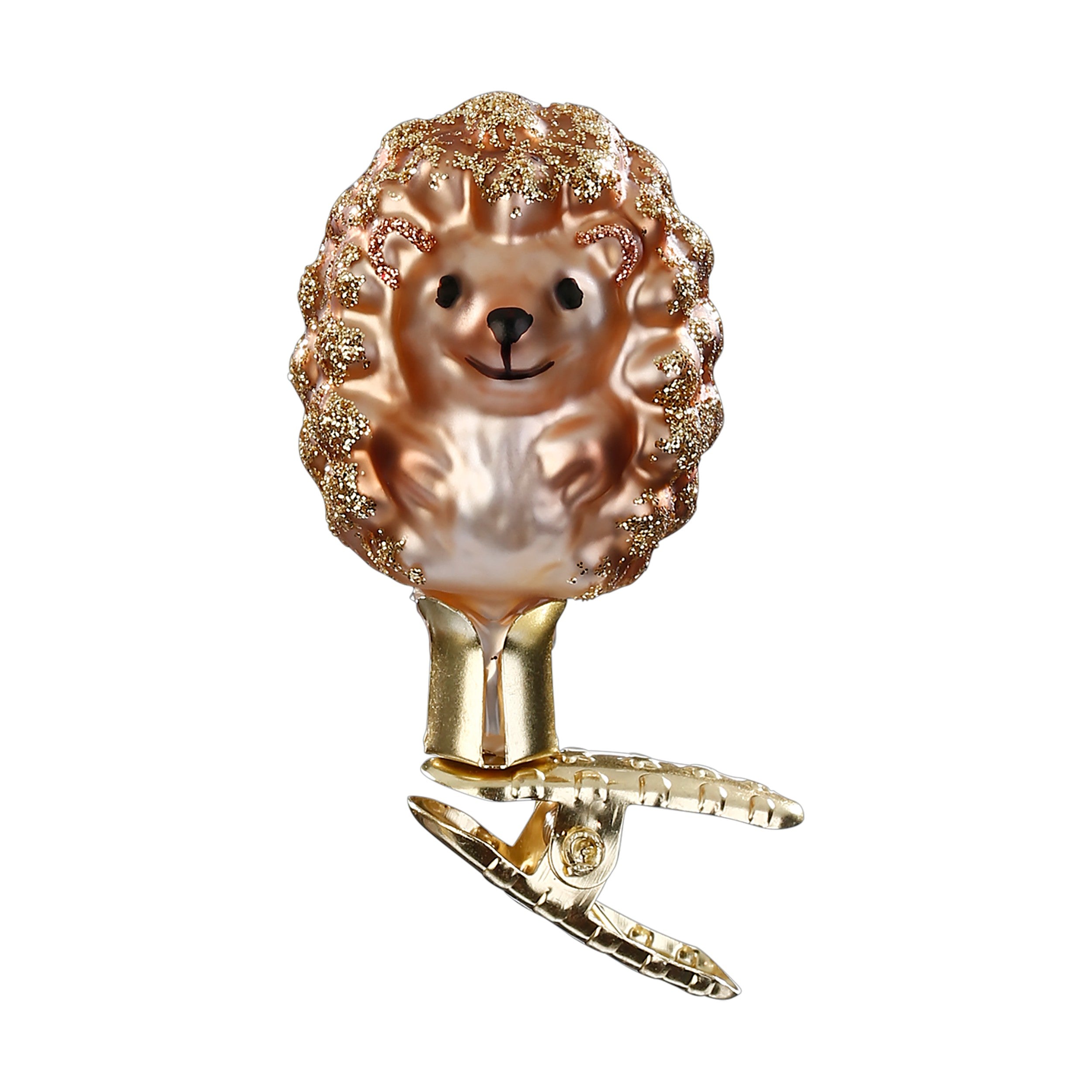 Glaskugel Clip Kleiner Igel braun gold, 5 cm 10081S025 Inge Glas