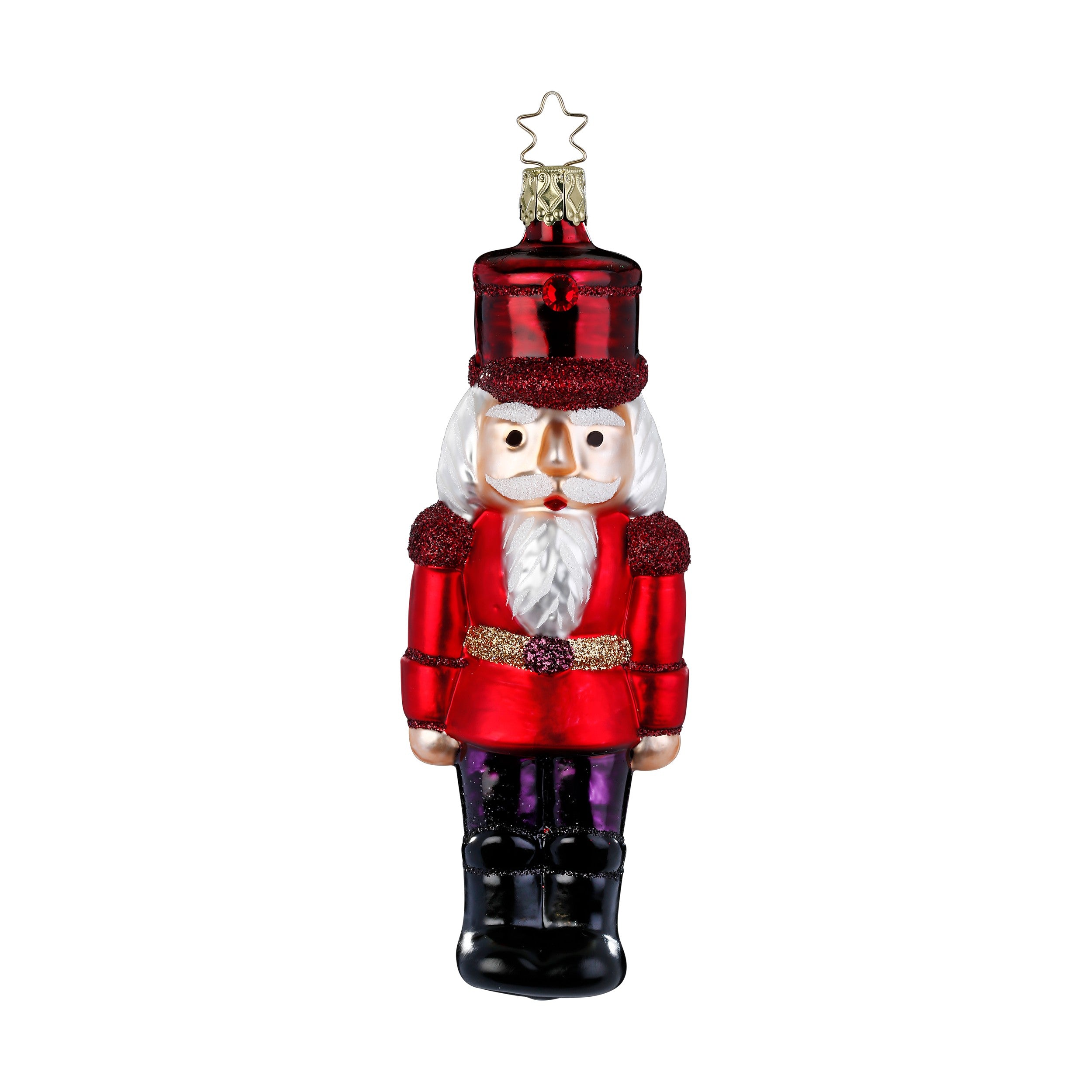 Glaskugel Anhänger Eleganter Nussknacker rot, 15 cm 10096S025 Inge Glas