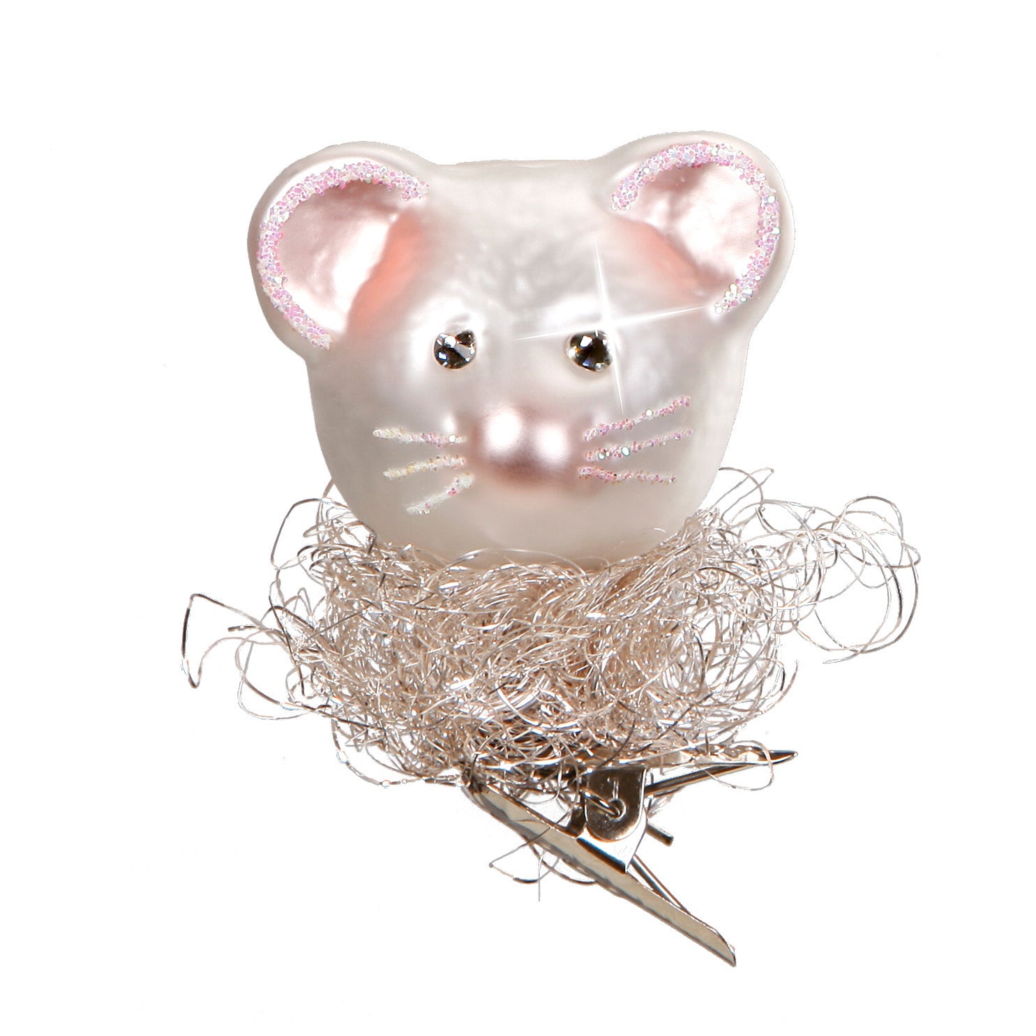 Glaskugel Anhänger Süße Maus, Clip, 5,0cm 10101S013 Inge Glas