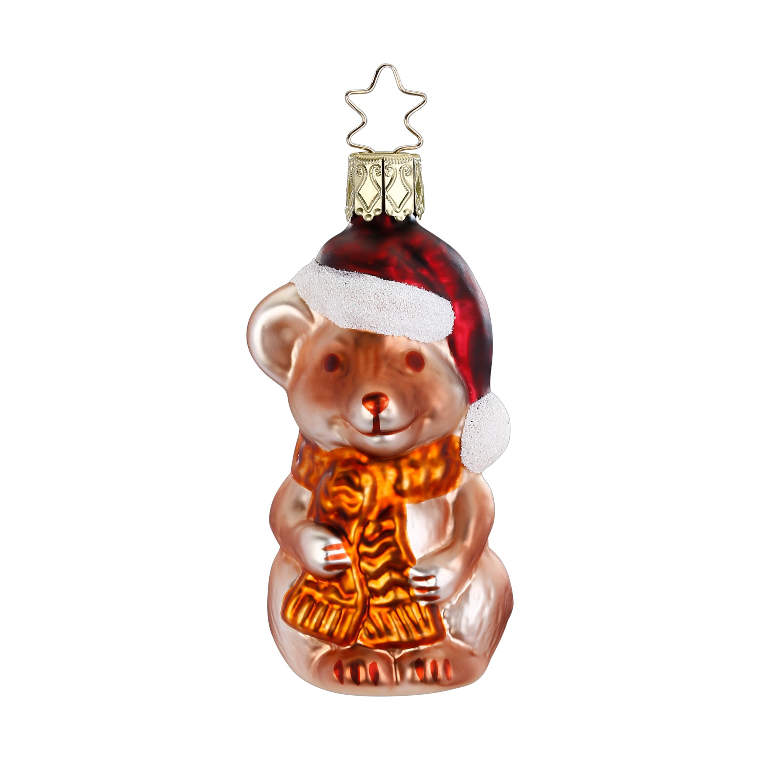 Glaskugel Anhänger Weihnachtsmaus, 8.5 cm 10104S025 Inge Glas