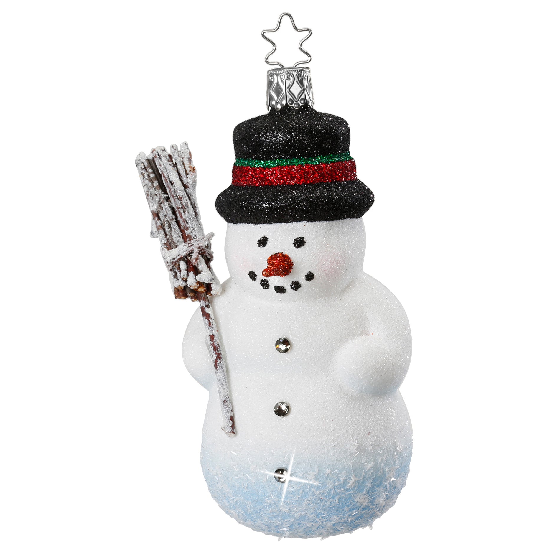 Glaskugel Anhänger Glitzernder Schneemann, 12,0cm 10111S016 Inge Glas