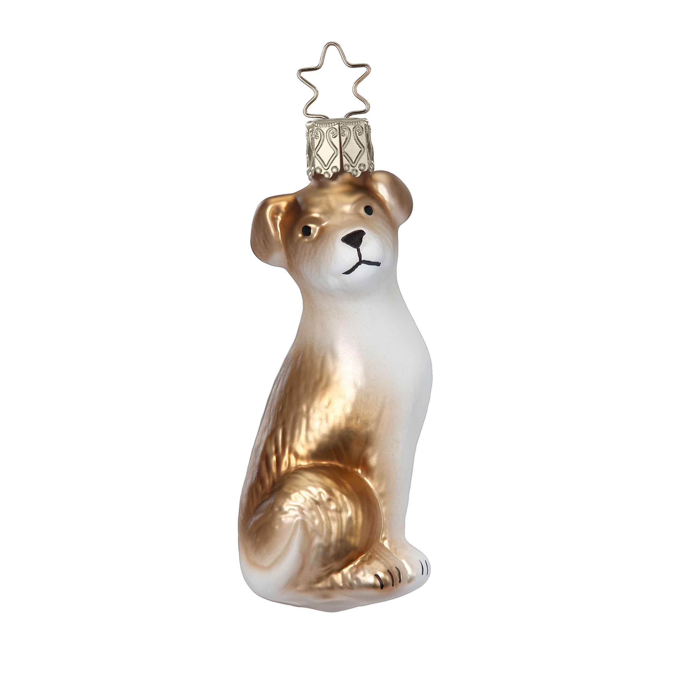 Glaskugel Anhänger Jack Russell, bronze weiß 9.5 cm 10116S024 Inge Glas