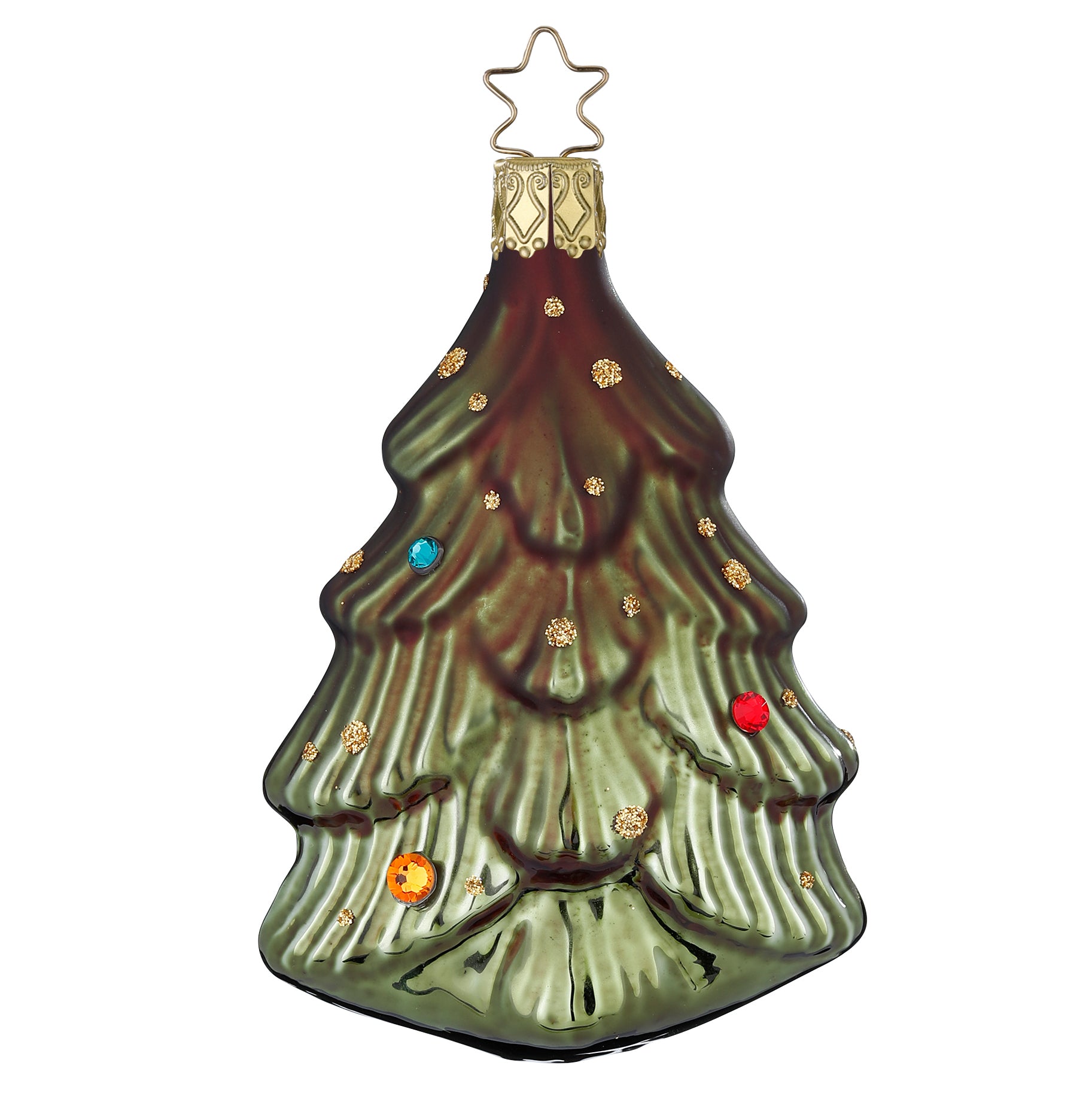Glaskugel Anhänger Funkelnder Tannenbaum grün, 9.5cm 10118S022 Inge Glas