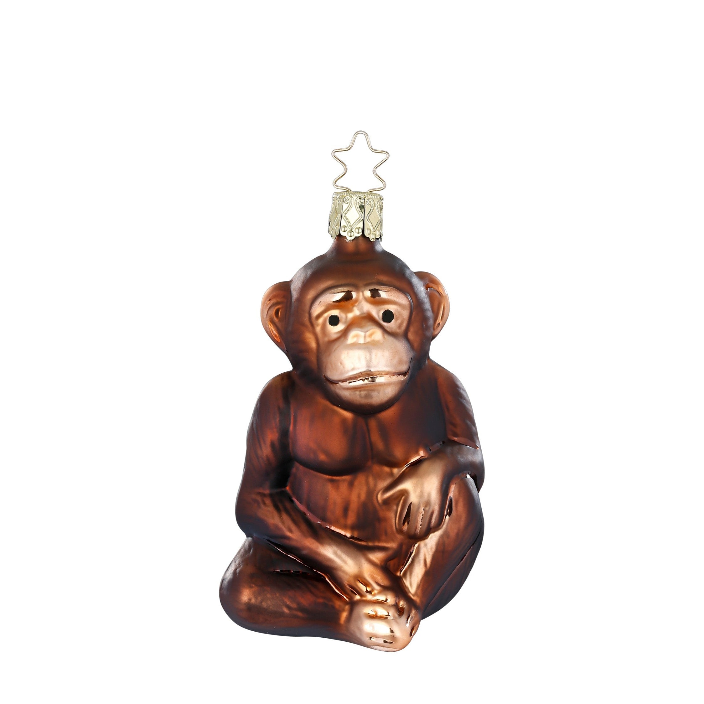 Glaskugel Anhänger Affe braun, 10 cm 10124S025 Inge Glas