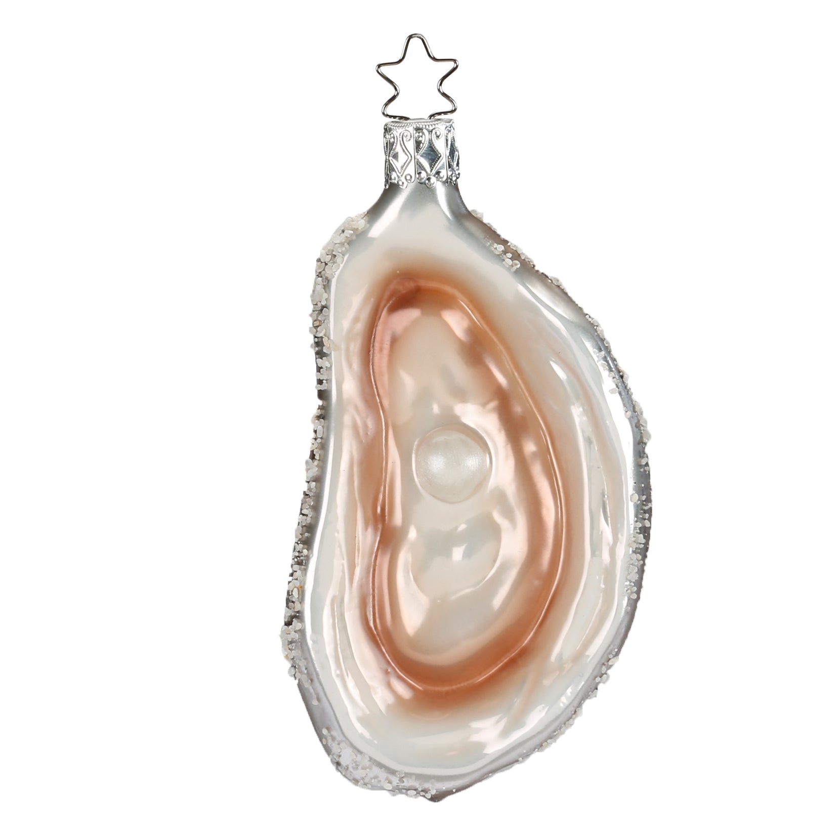 Glaskugel Hänger Auster Oyster rosa grau, 8,5cm 10126S018 Inge Glas