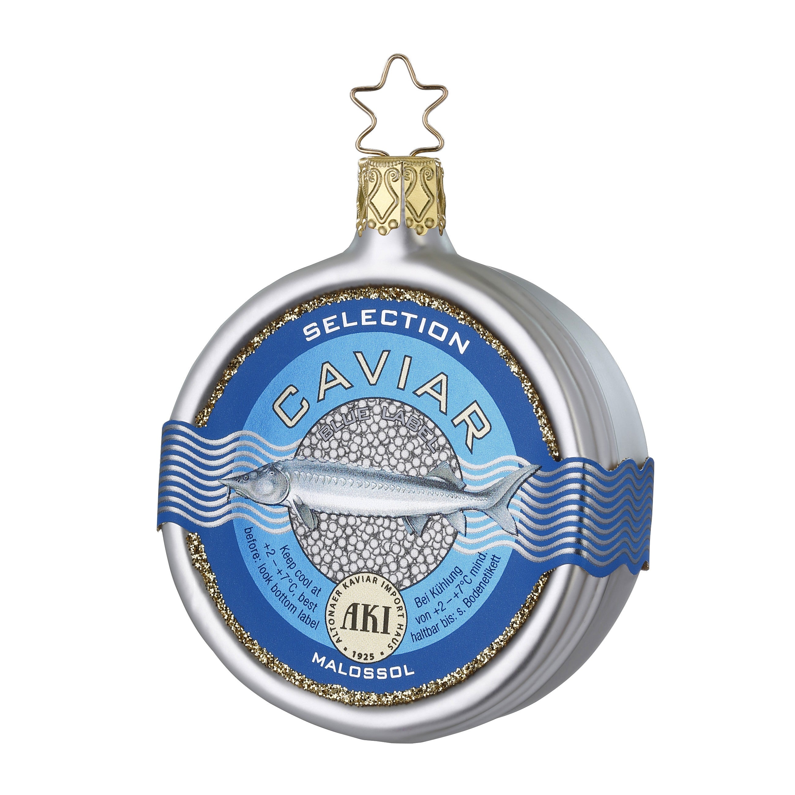 Glaskugel Hänger AKI Selection Blue Label Caviar, 7.5 cm 10127S025
