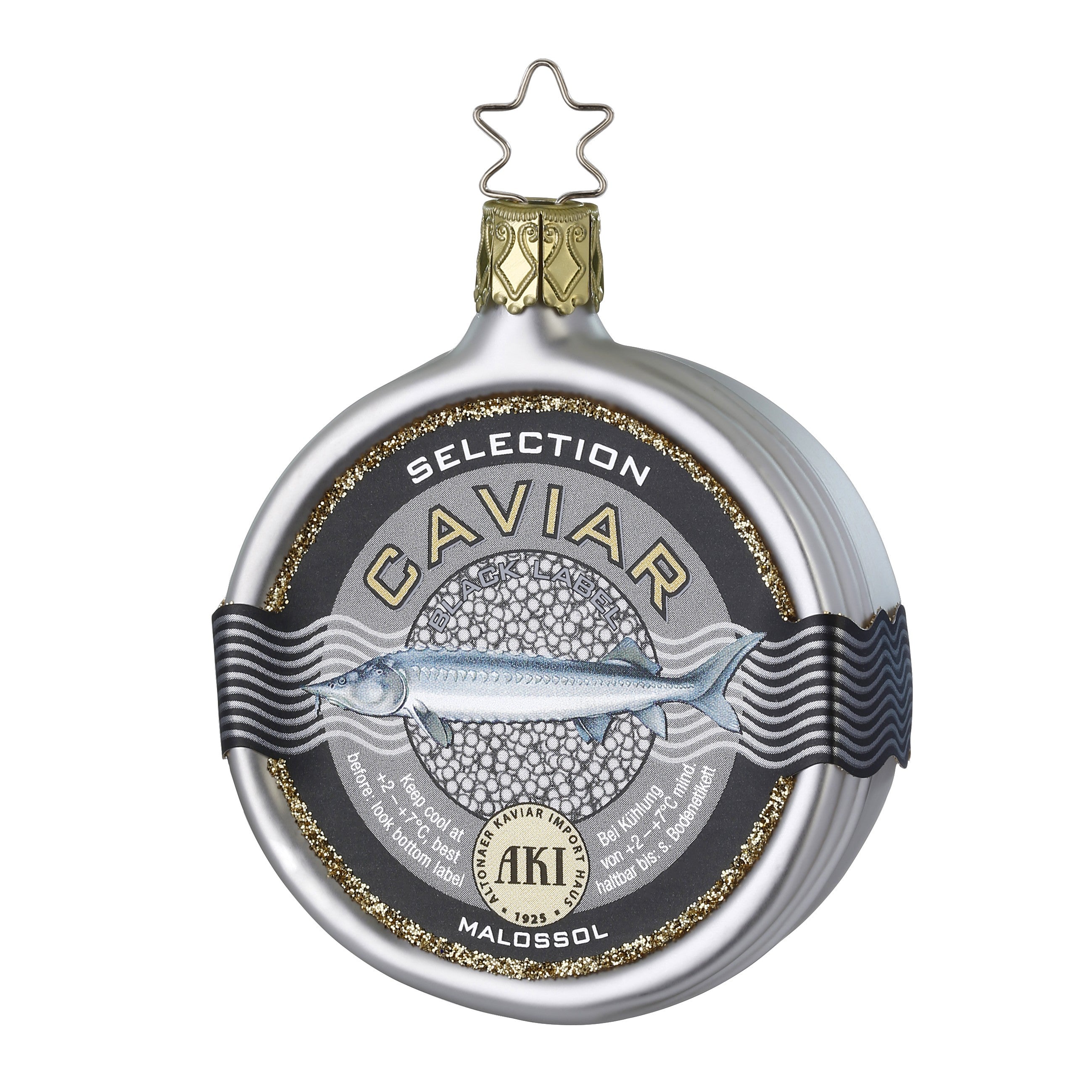 Glaskugel Hänger AKI Selection Black Label Caviar, 7.5 cm 10128S025 Inge Glas