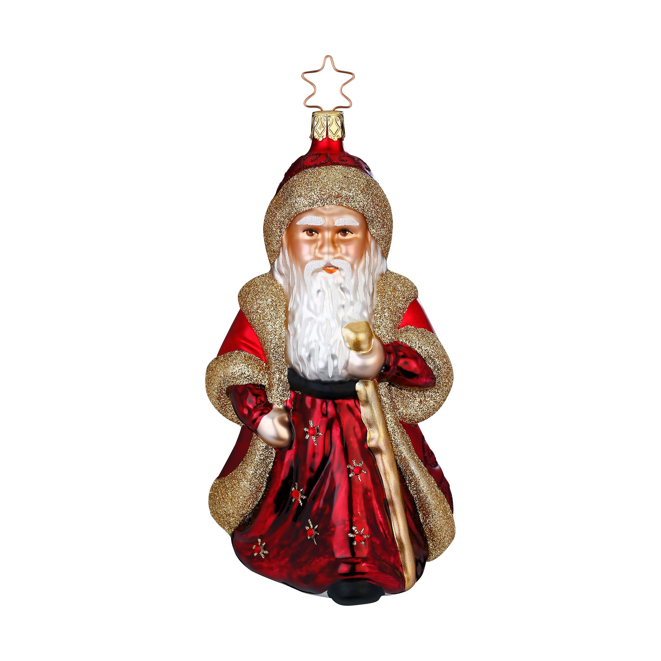 Glaskugel Hänger Festlicher Gabenbringer, Nikolaus rot gold 17.5 cm 10144S025 Inge Glas