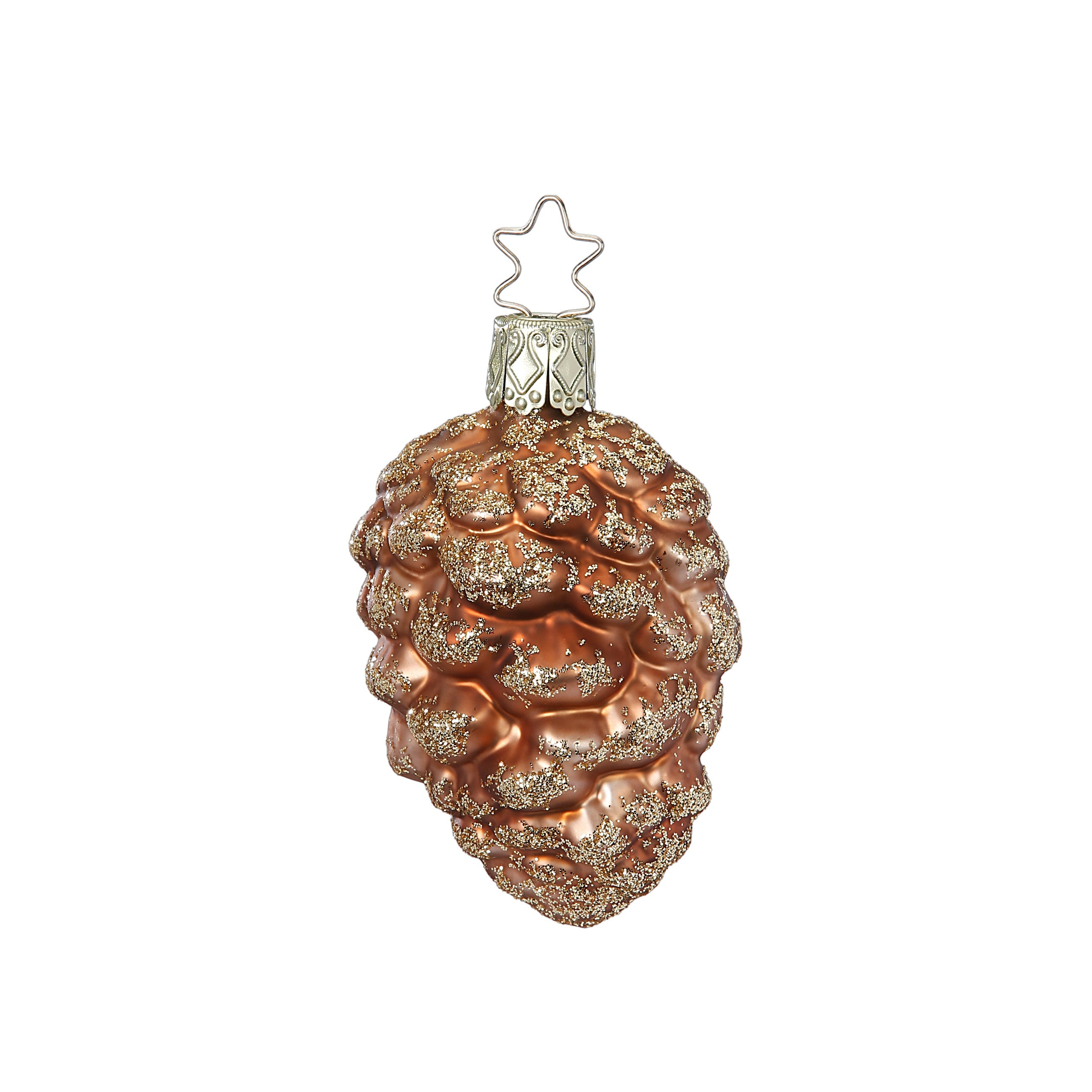 Glaskugel Hänger Zapfenpracht braun gold, 7 cm 10158S024 Inge Glas
