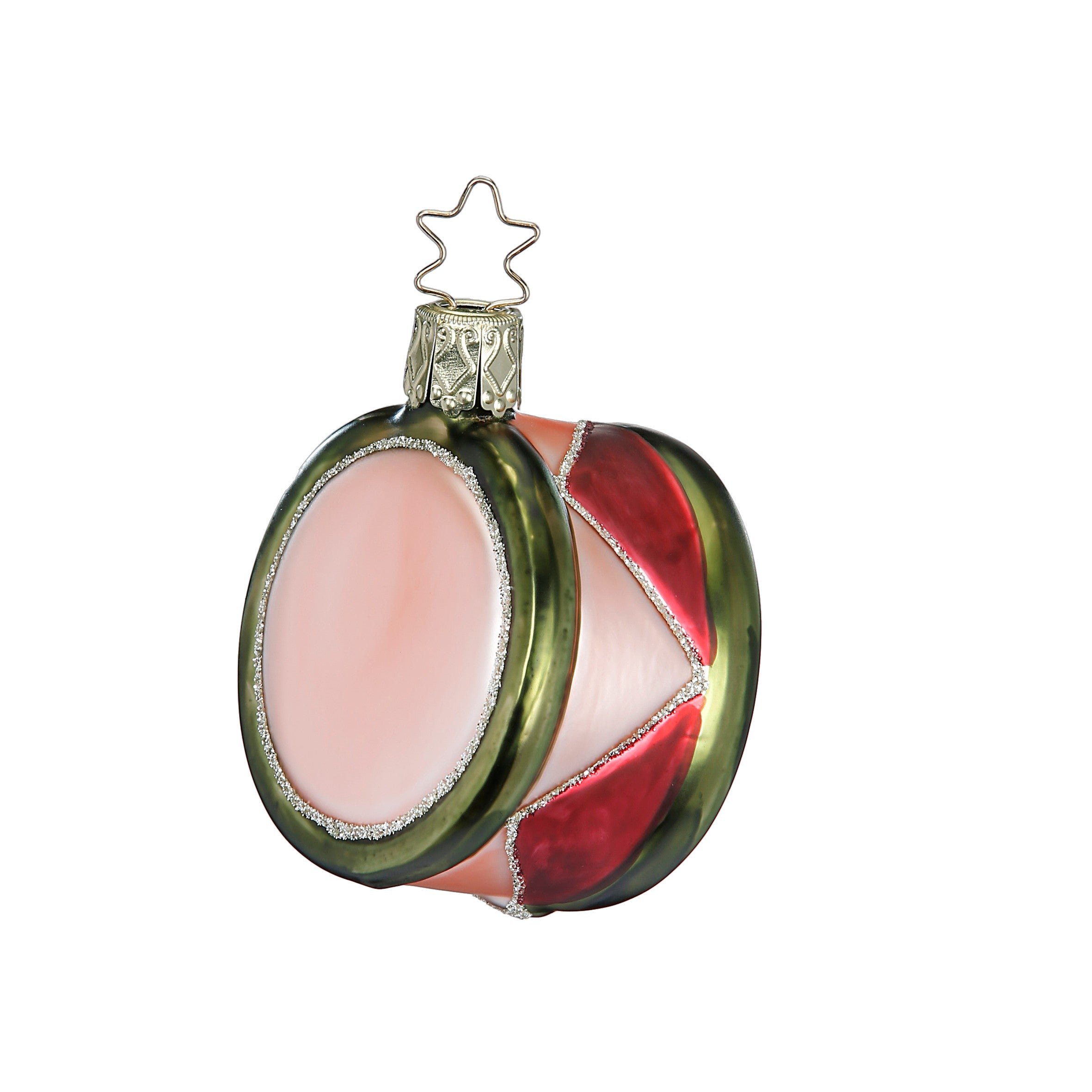 Glaskugel Hänger Trommel rot grun rose, 6 cm 10159S024 Inge Glas