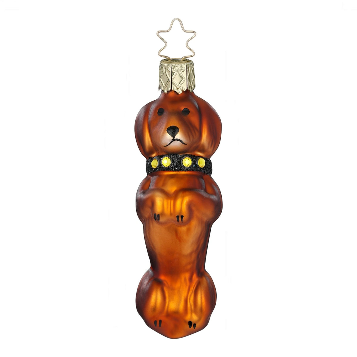 Glaskugel Anhänger Brillanter Kurzhaardackel hellbraun, 9.5 cm 10163S026 Inge Glas