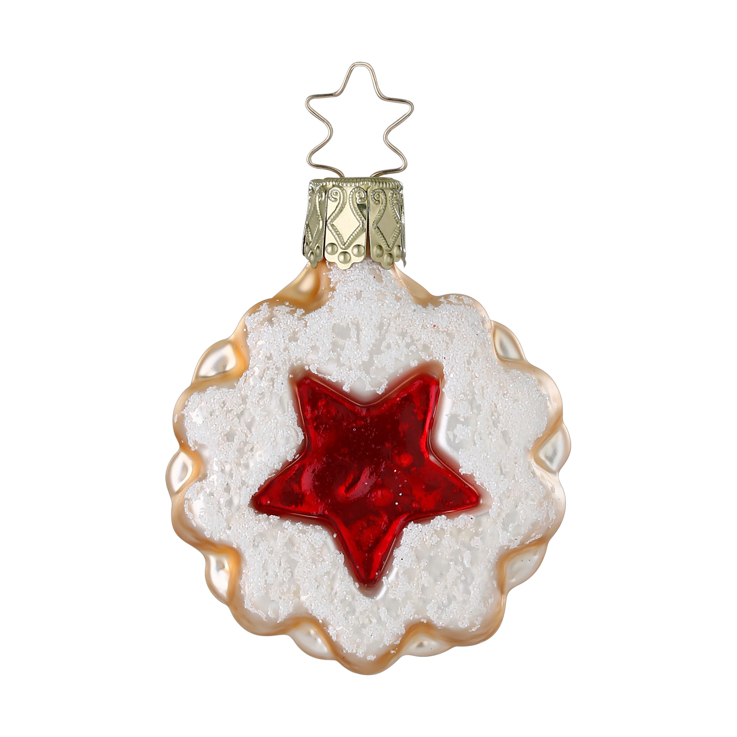 Glaskugel Hänger Spitzbube Stern, rot, 6 cm 10168S025 Inge Glas