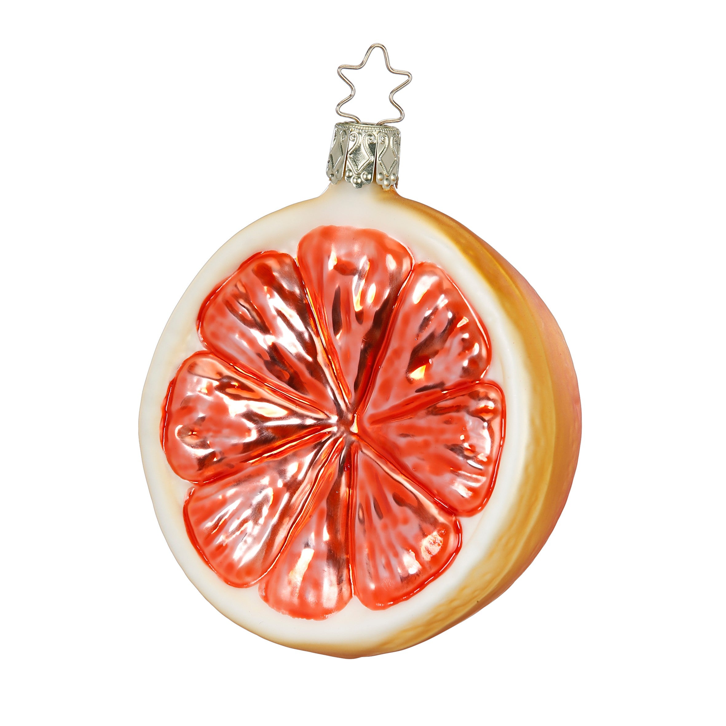 Glaskugel Hänger Pink Grapefruit habliert, 9 cm 10169S024 Inge Glas