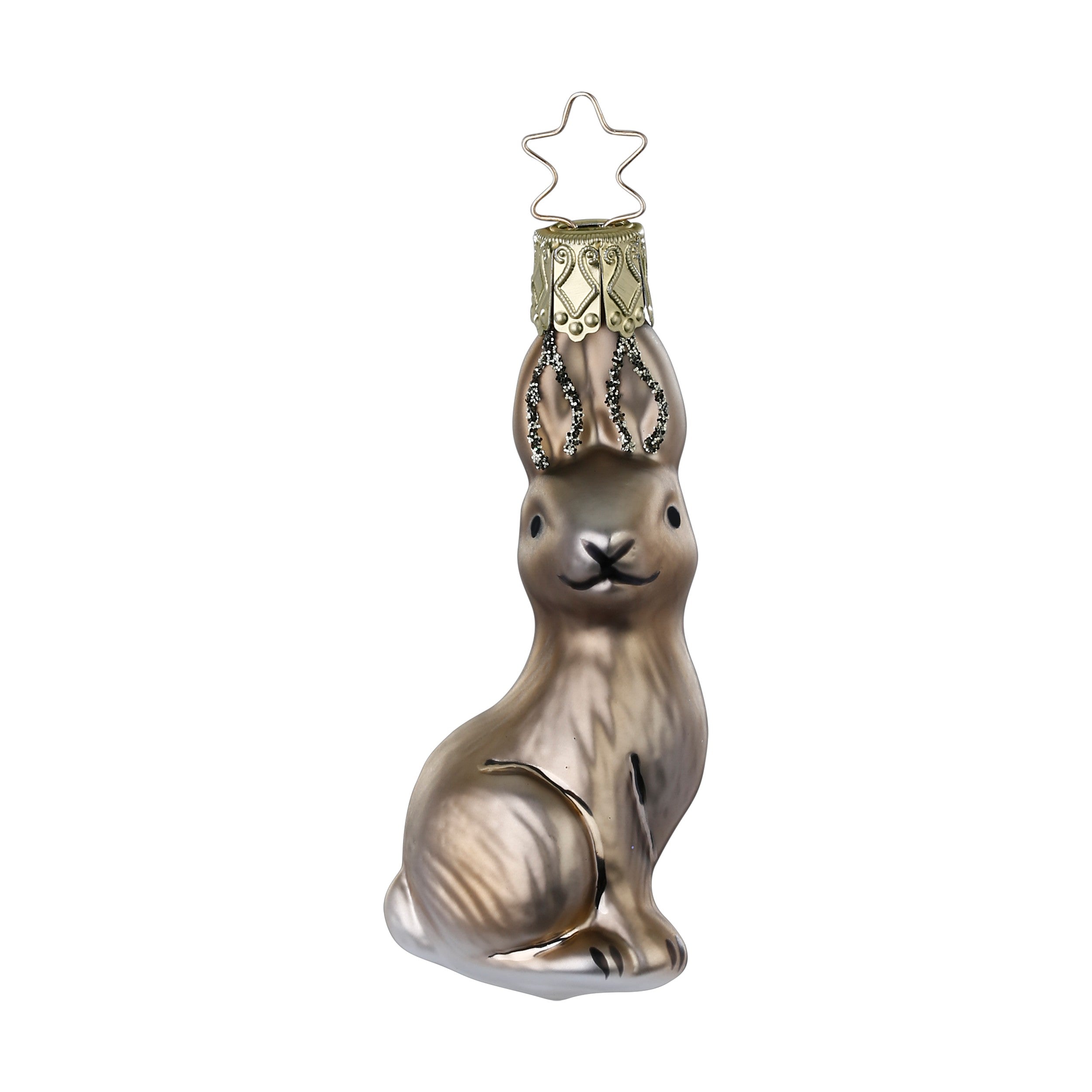 Glaskugel Hänger Mini Feldhase bronze, 8 cm 10173S025 Inge Glas