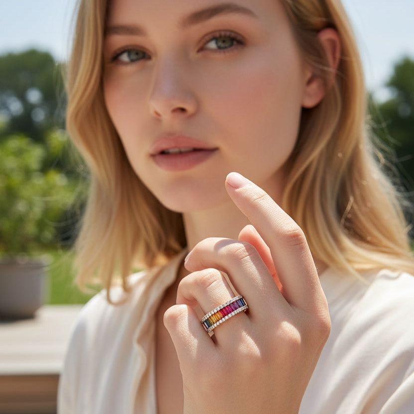 Ring 1W143R 18kt Roségold, Brillanten, Saphire