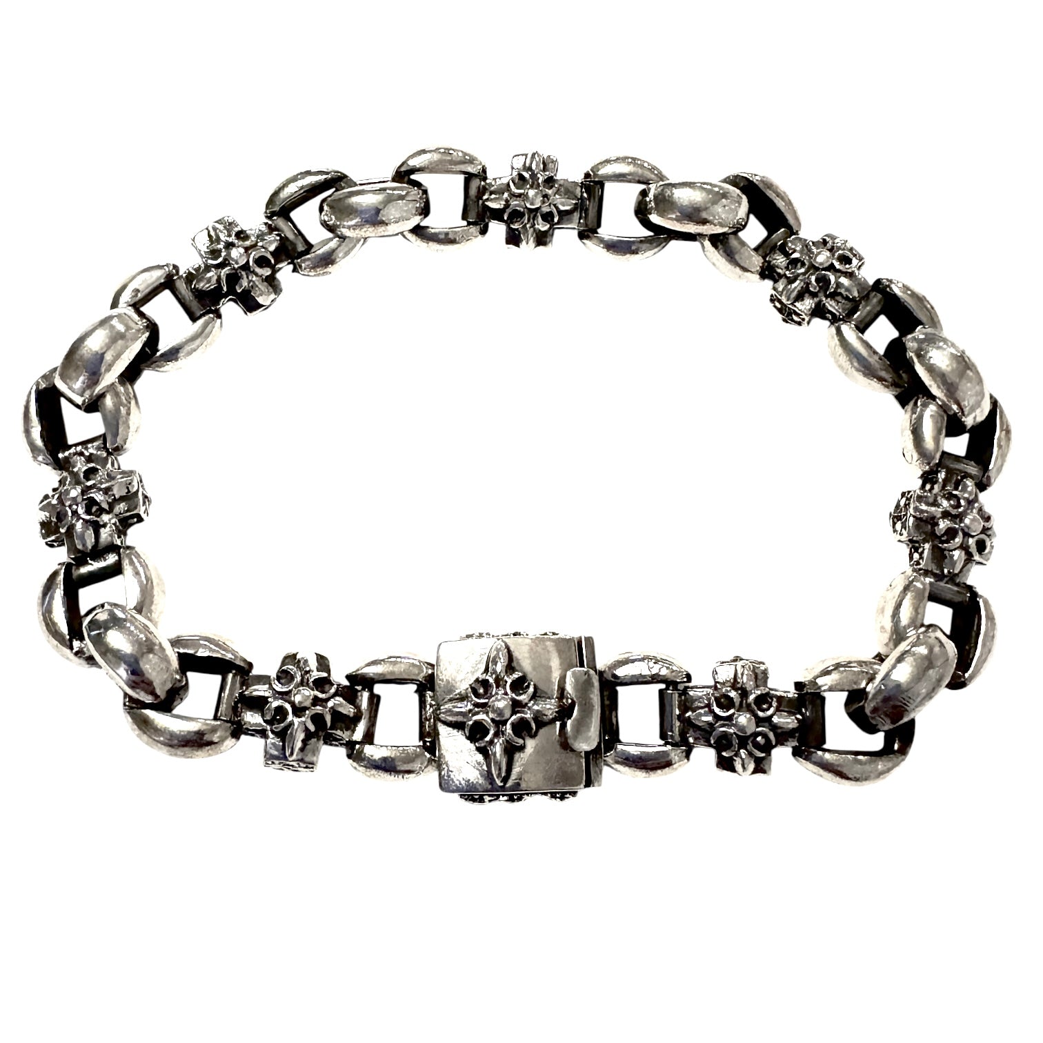 Elf Craft Armkette: Silber Erbs 4+ Crescent Star Crosses + Lock 20,5cm
