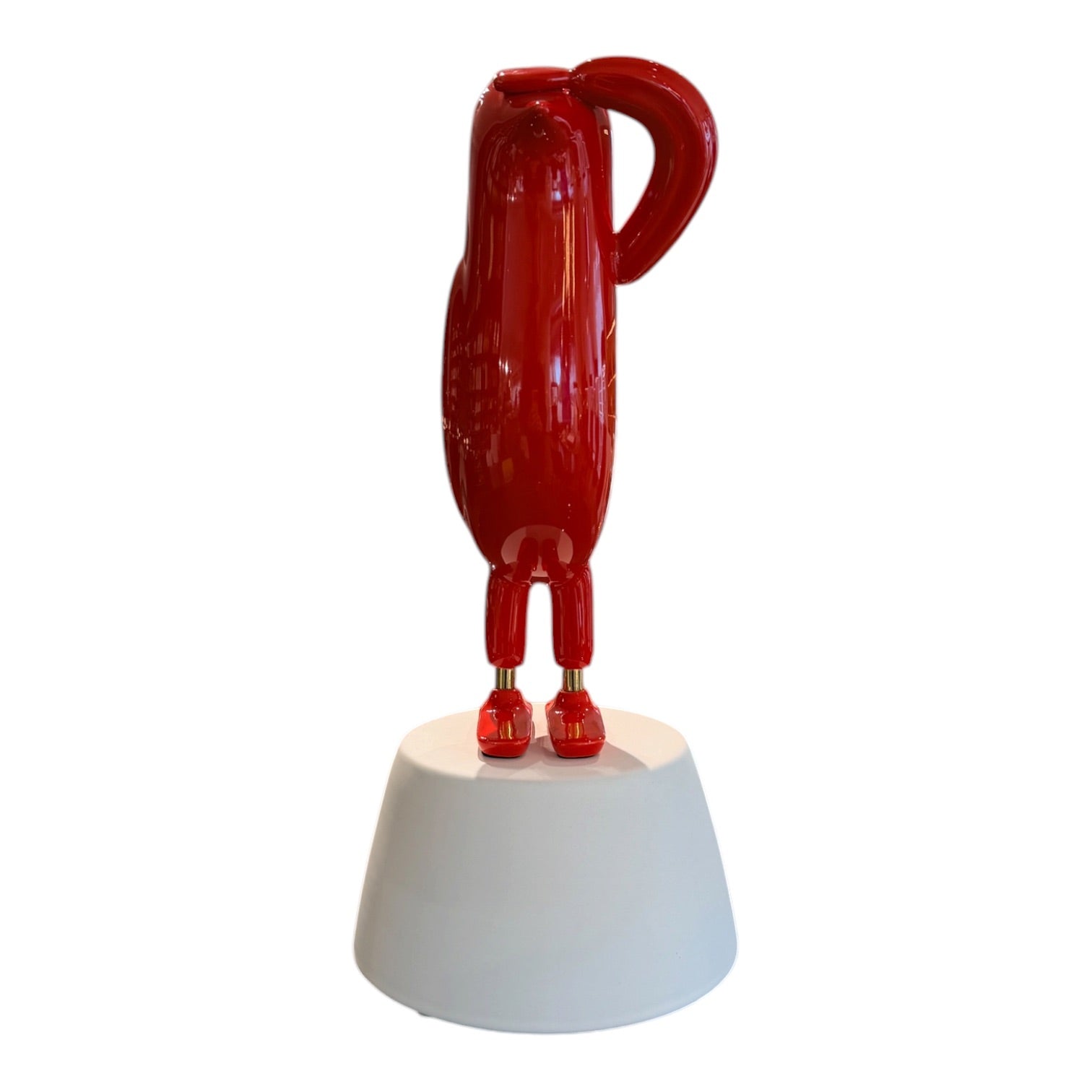 Mini Hopebird, glossy fire red ink. Podest