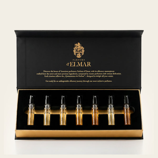 Discovery Set by Parfums d'Elmar – open box with 7 samples