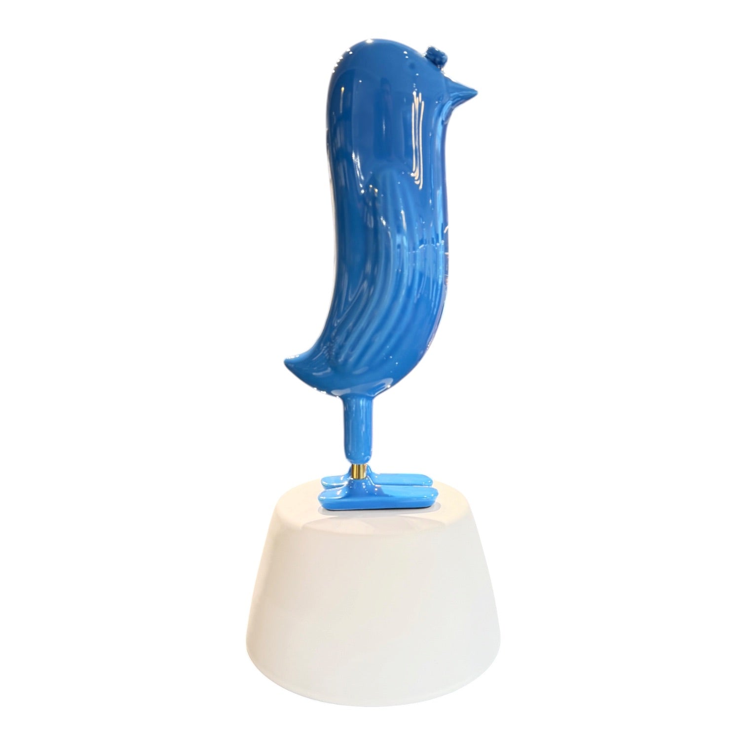 Mini Hopebird, glossy turquoise ink. Podest