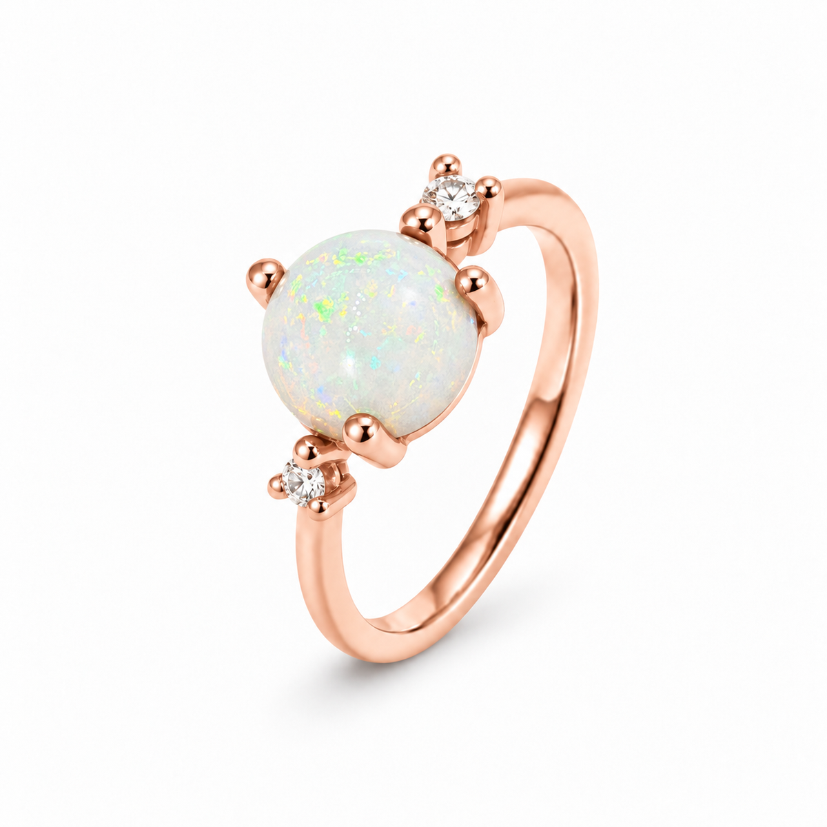 Noën Ring Stellini III in 18kt rose gold with opal cabochon and diamonds