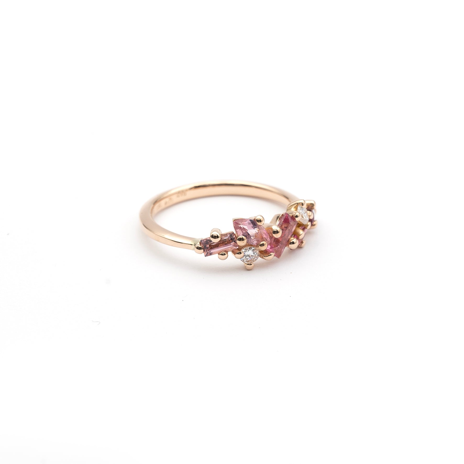 Ring Luz, Diamanten und Turmalin Pink, 18kt Fairtrade Rosegold